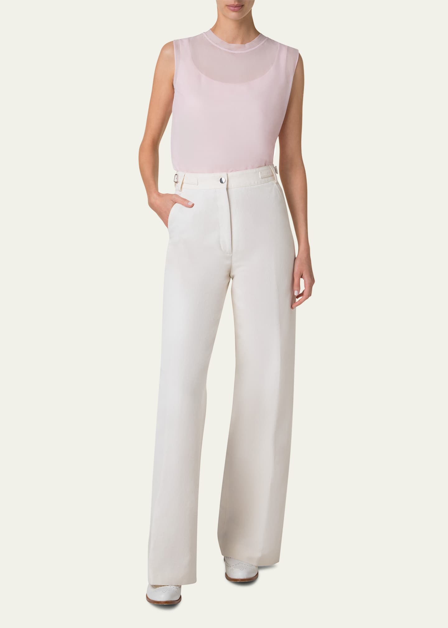 Akris Sleeveless Double Layer Techno Tulle Top Image 2 of 5