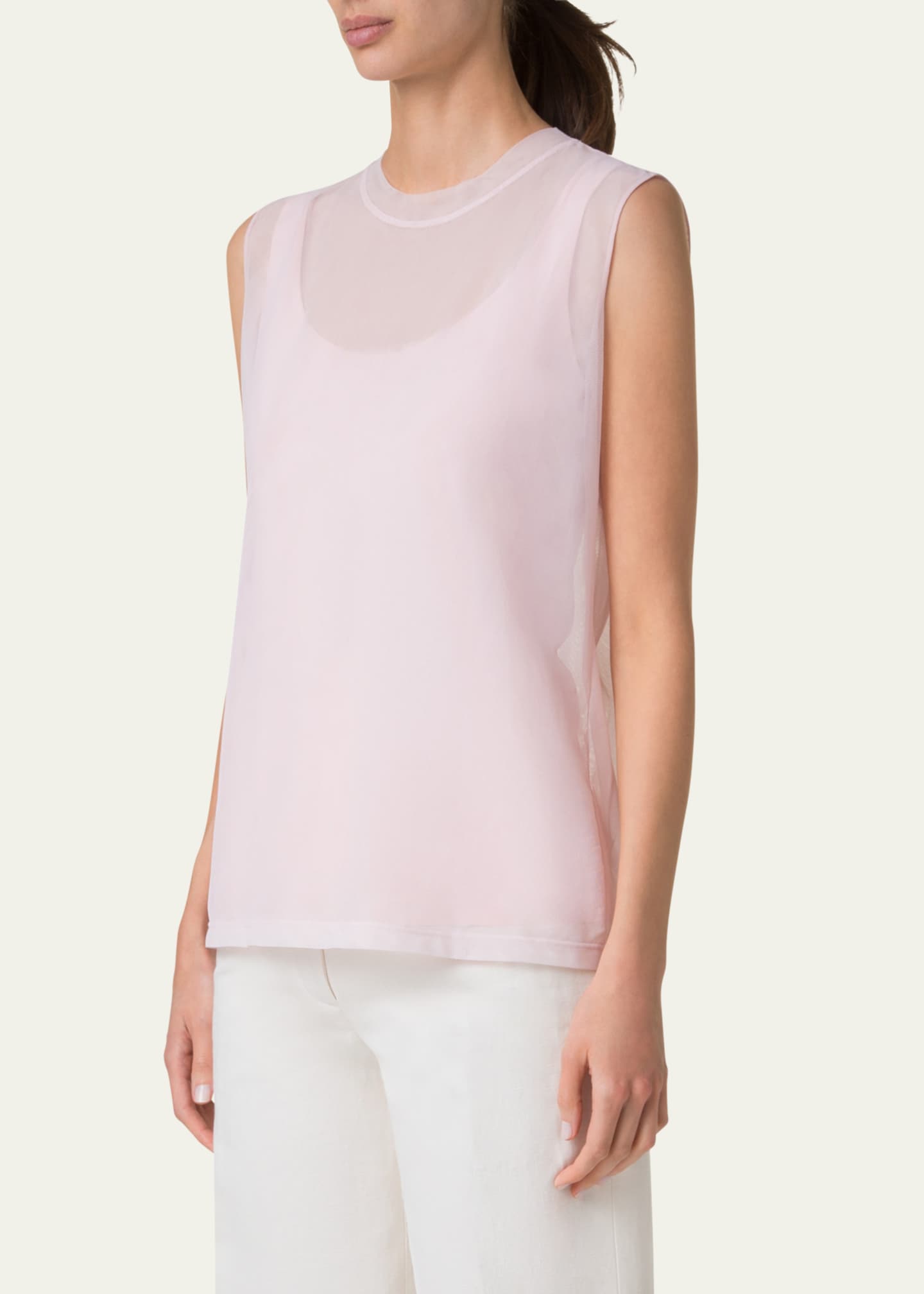 Akris Sleeveless Double Layer Techno Tulle Top Image 4 of 5