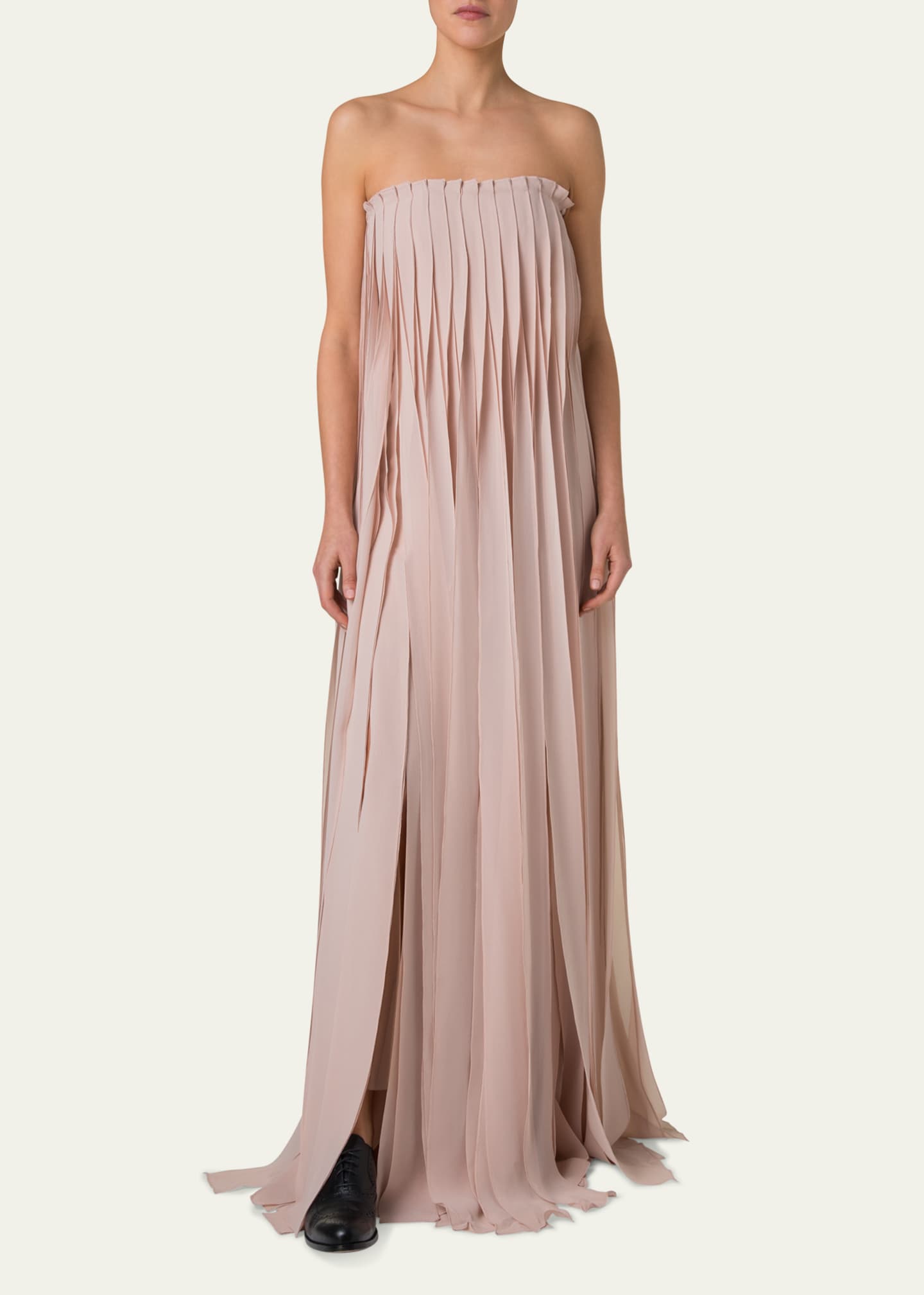 Akris Strapless Silk Georgette Ribbon Gown Image 2 of 5