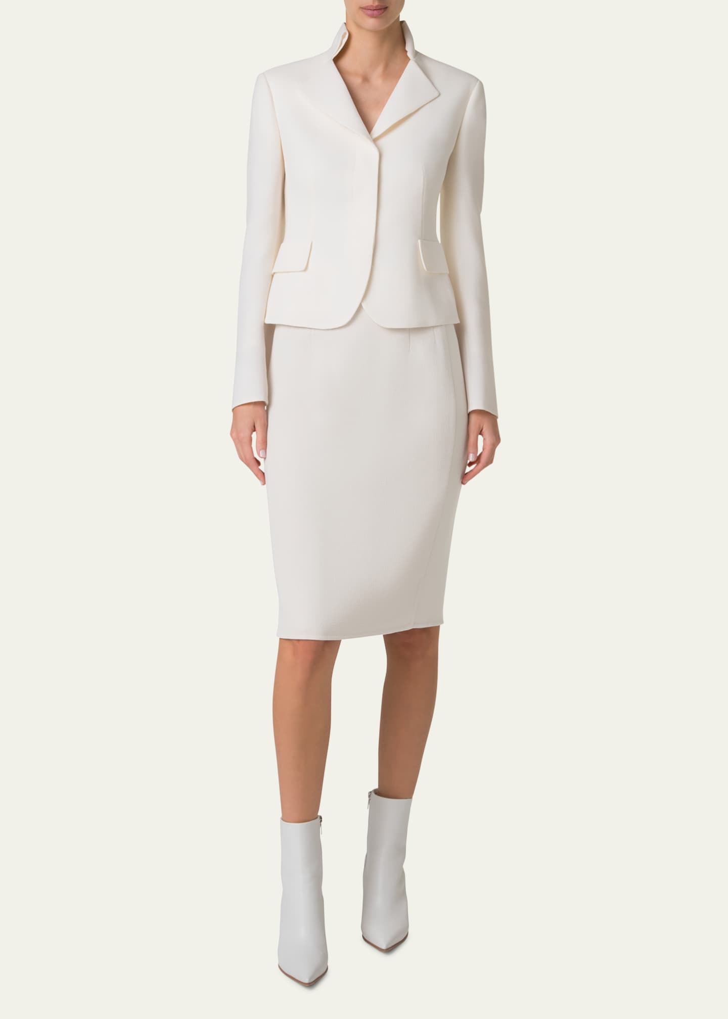 Akris Double-Face Wool Crepe Pencil Skirt Image 2 of 5