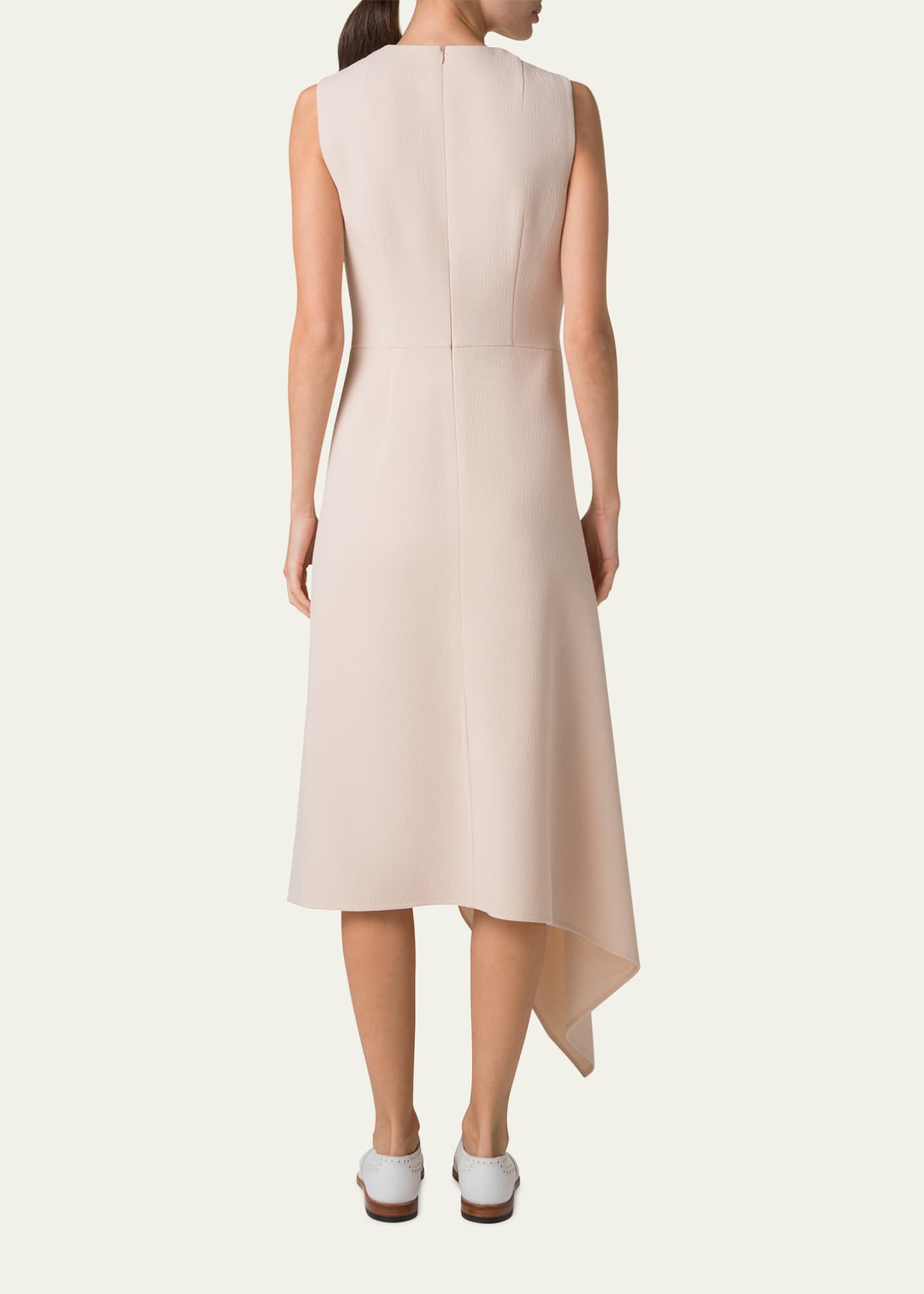 Akris High-Low Zip Wool Crepe Midi Dress Image 3 of 5
