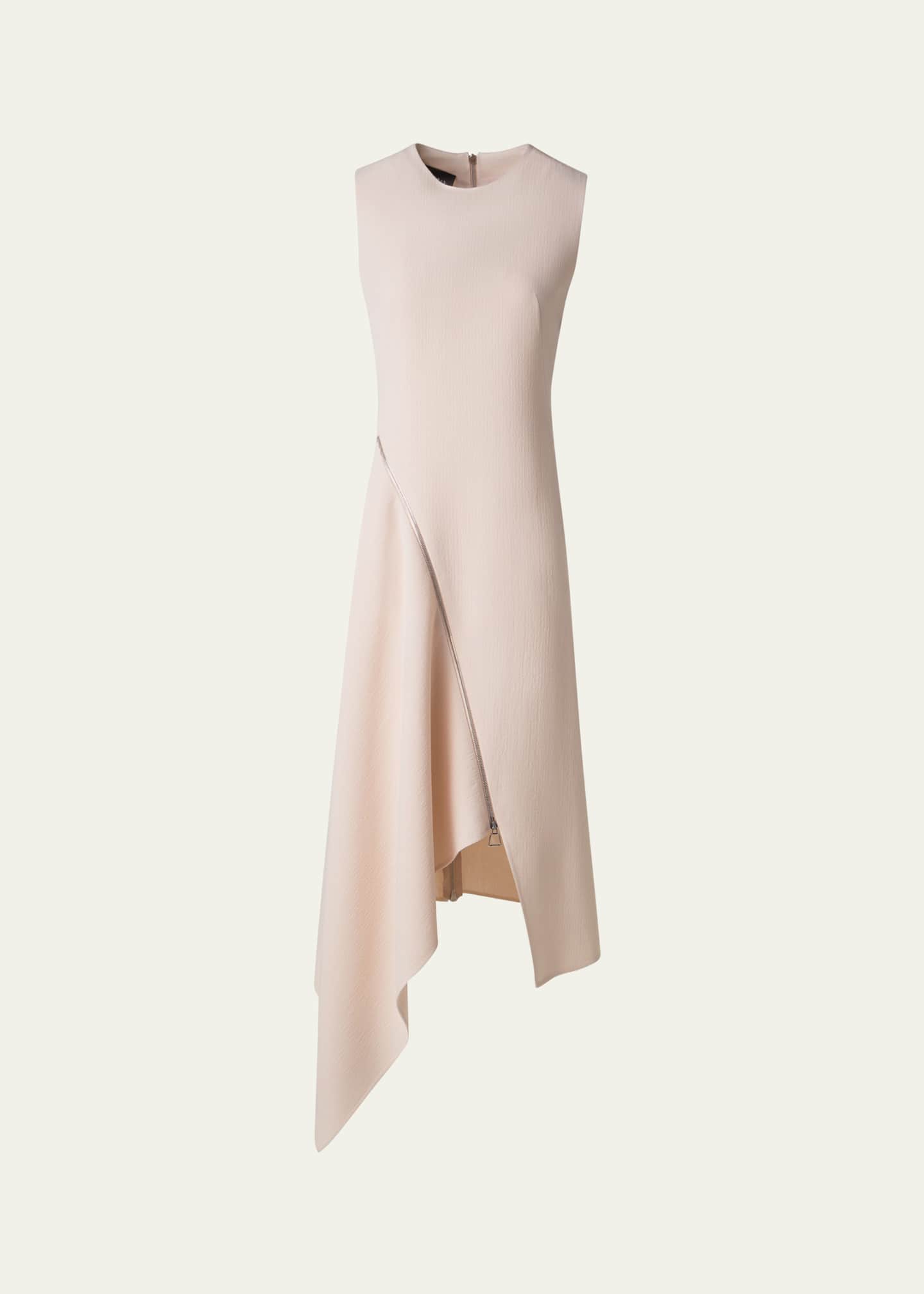 Akris High-Low Zip Wool Crepe Midi Dress Image 1 of 5