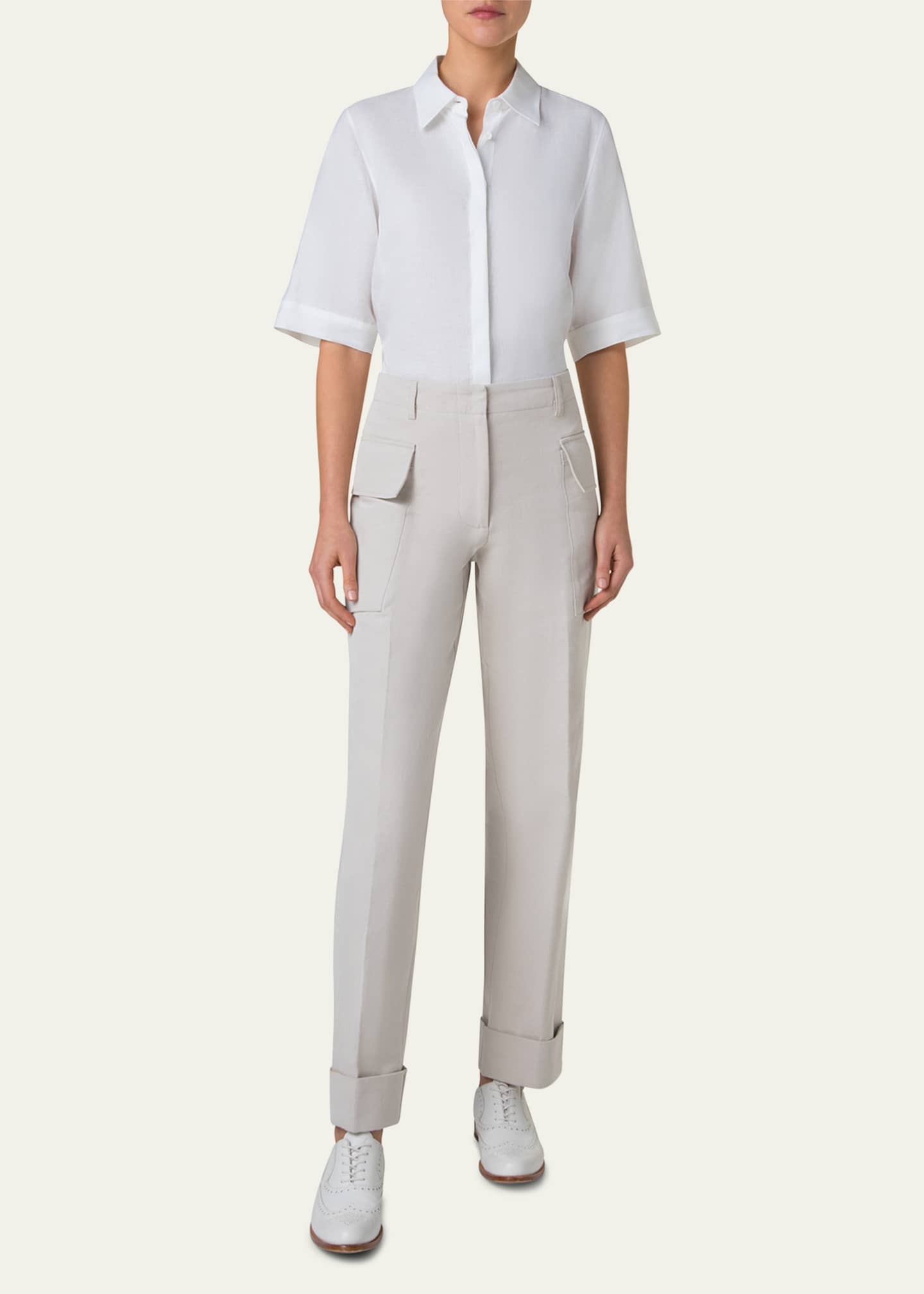 Marley Cropped Cotton-Linen Cargo Pants