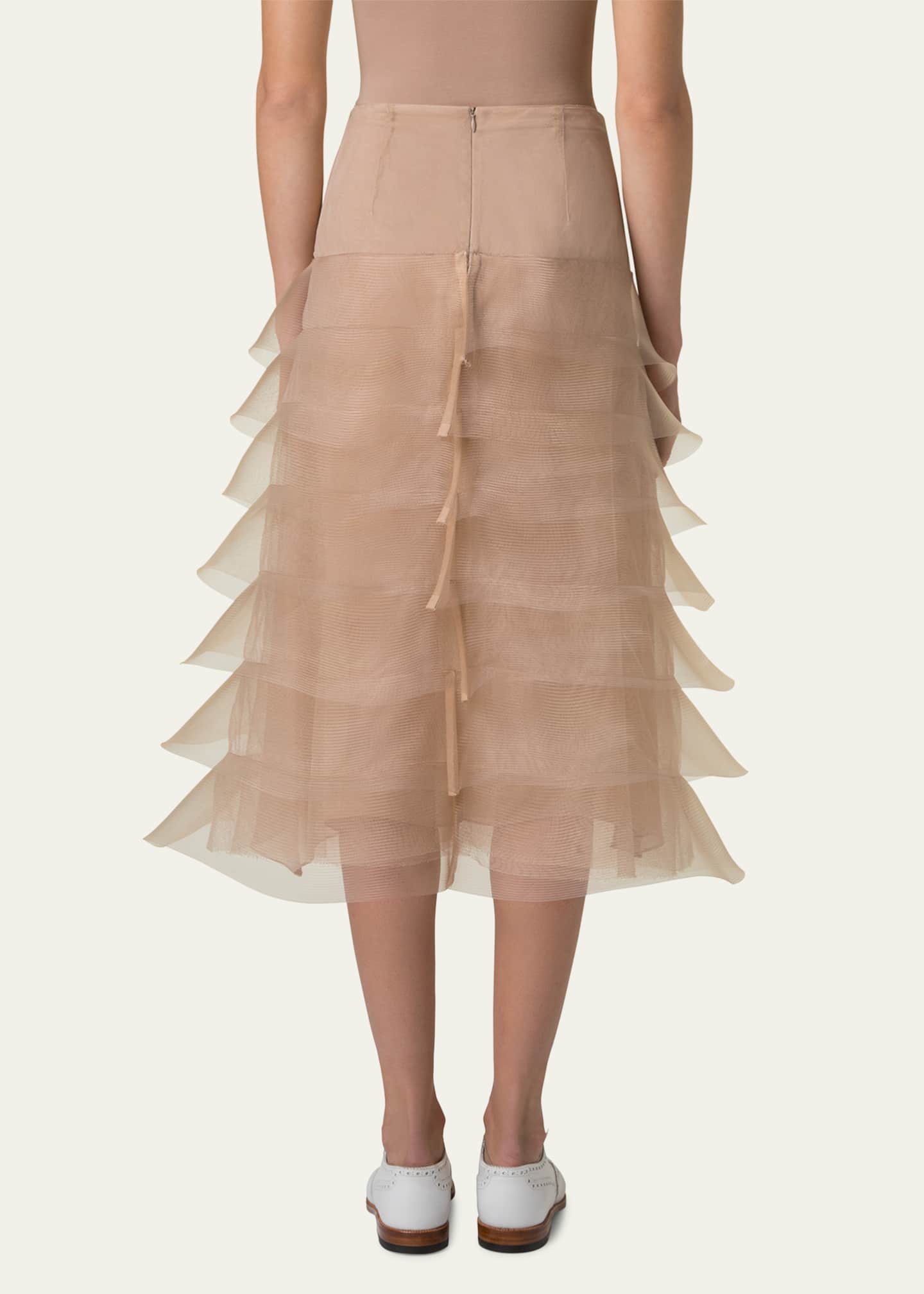 Akris Ruffle Tulle Midi Skirt Image 3 of 5