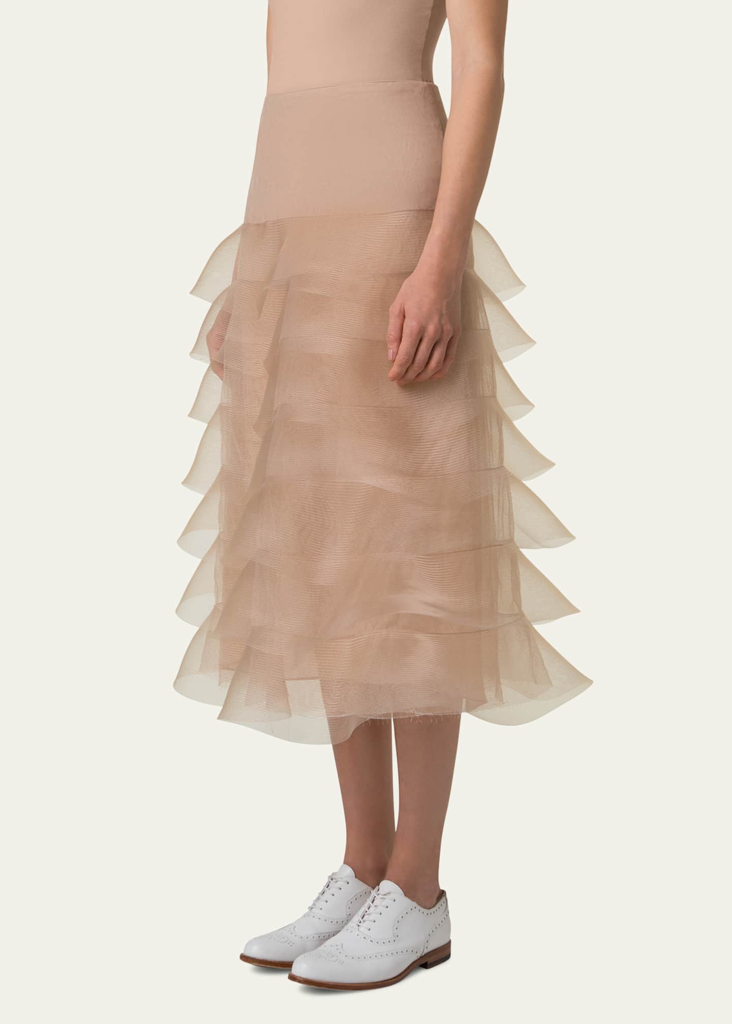 Akris Ruffle Tulle Midi Skirt Image 4 of 5