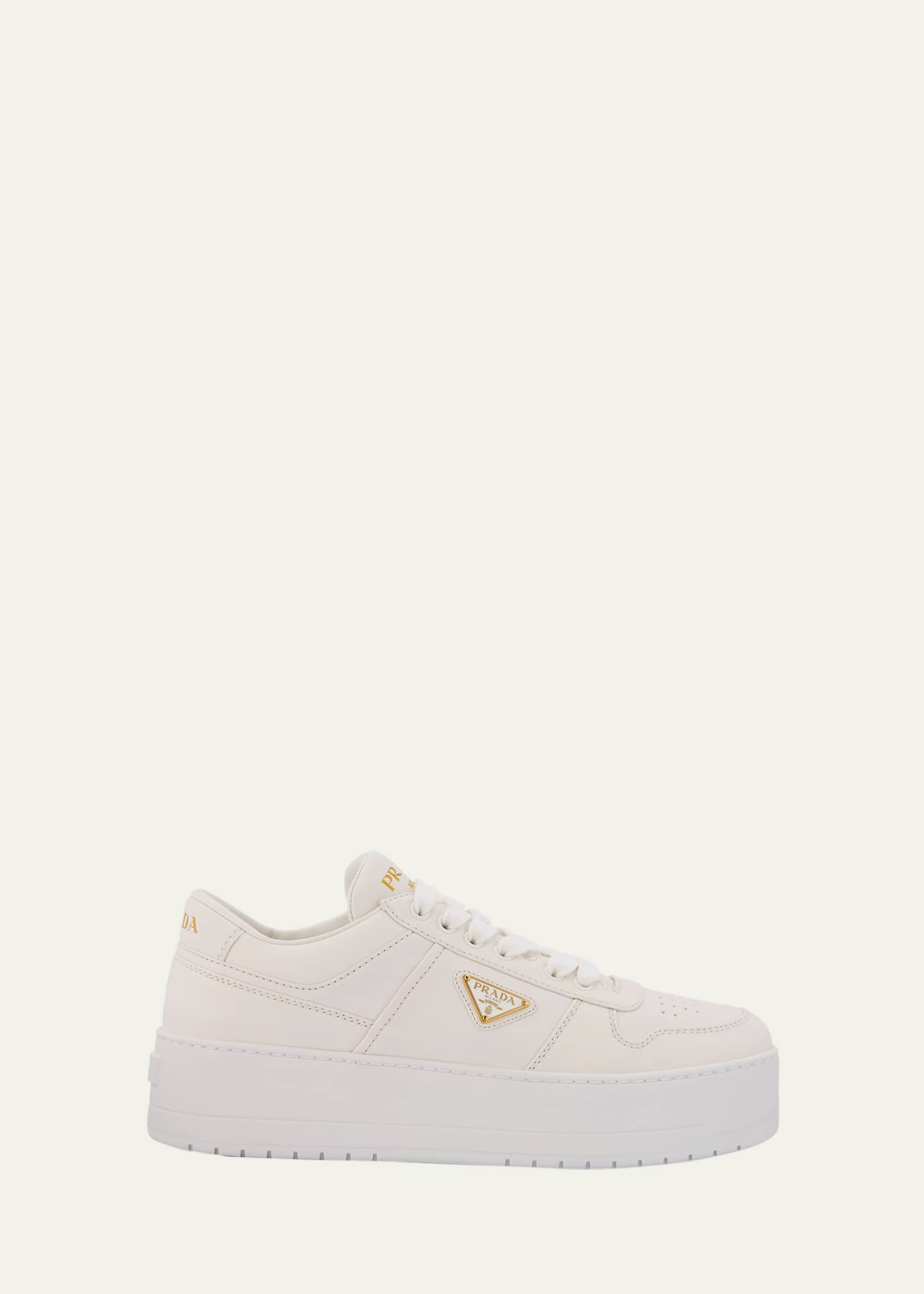 Prada Downtown Leather Low-Top Platform Sneakers Image 1 of 6