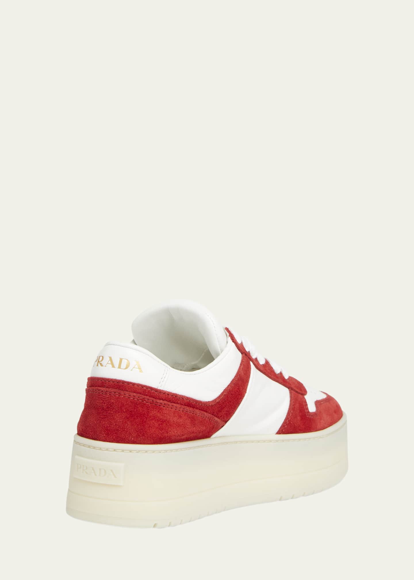 Prada Downtown Platform Suede Sneakers Image 2 of 3
