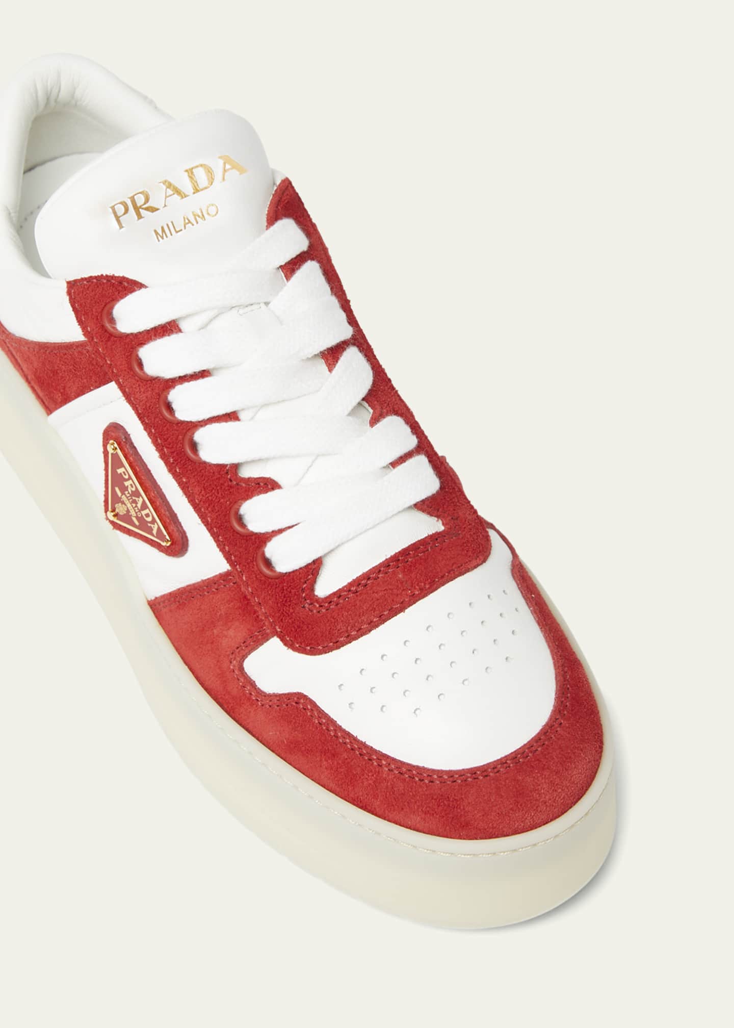 Prada Downtown Platform Suede Sneakers Image 3 of 3