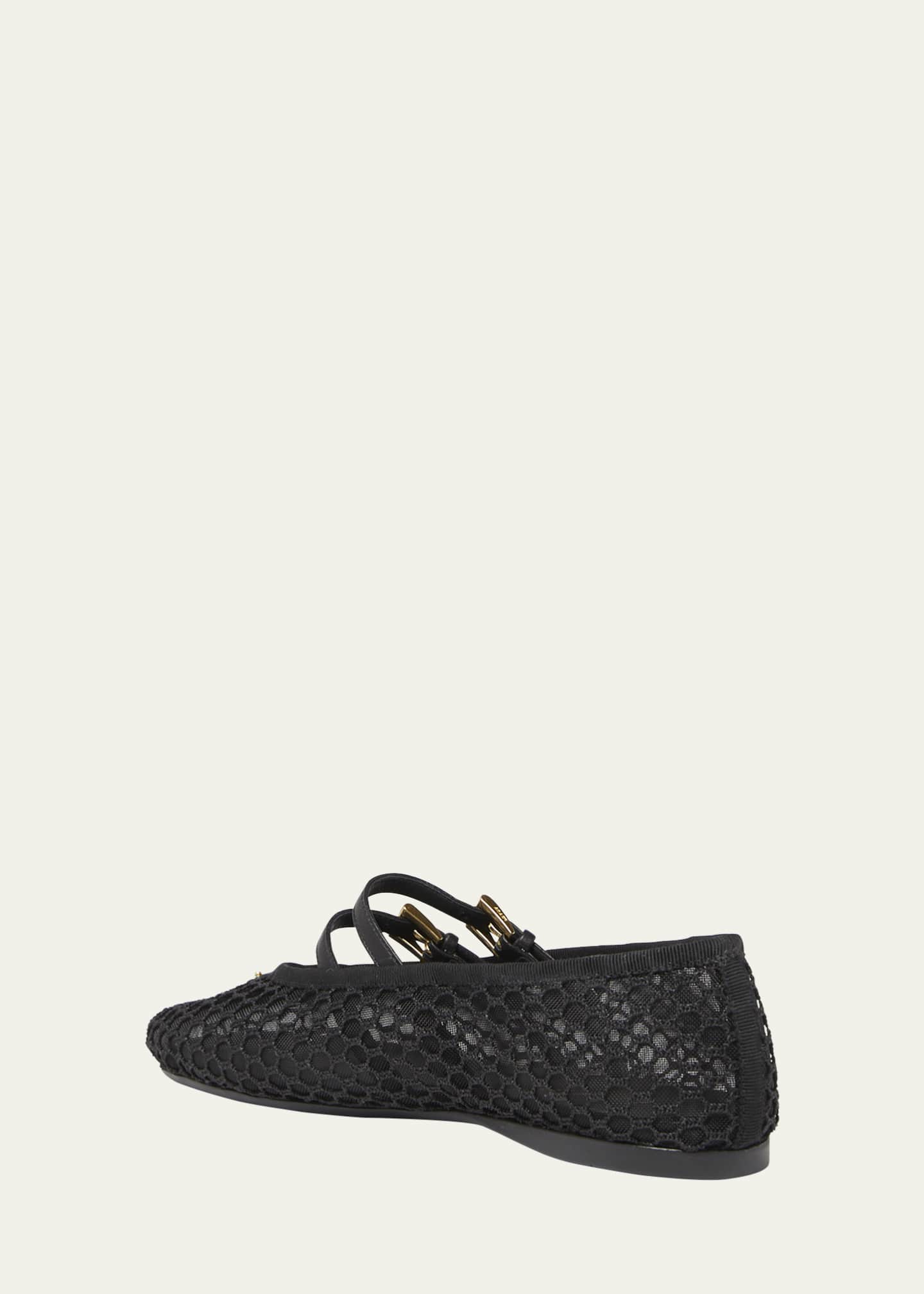 Prada Mesh Double Buckle Ballet Flats Image 2 of 3