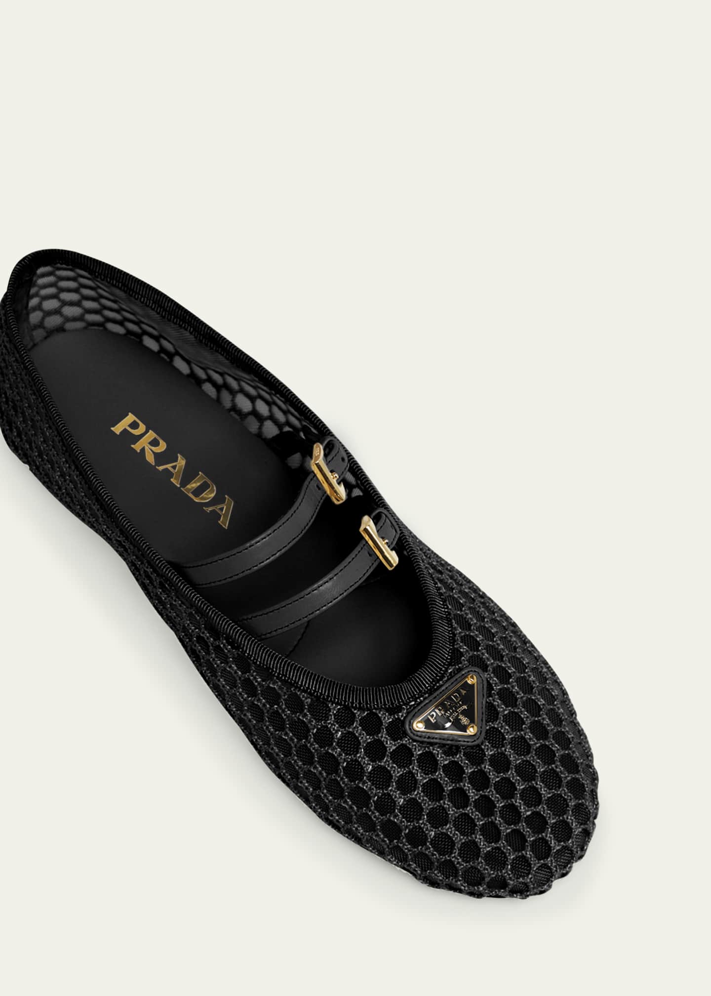 Prada Mesh Double Buckle Ballet Flats Image 3 of 3