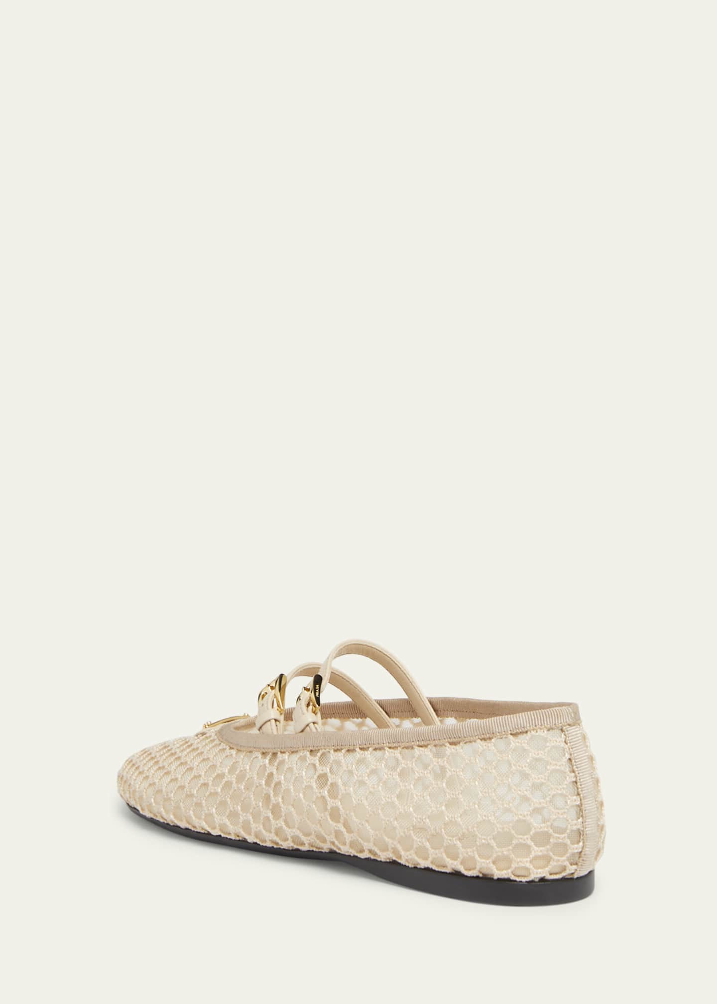 Prada Mesh Double Buckle Ballet Flats Image 2 of 3