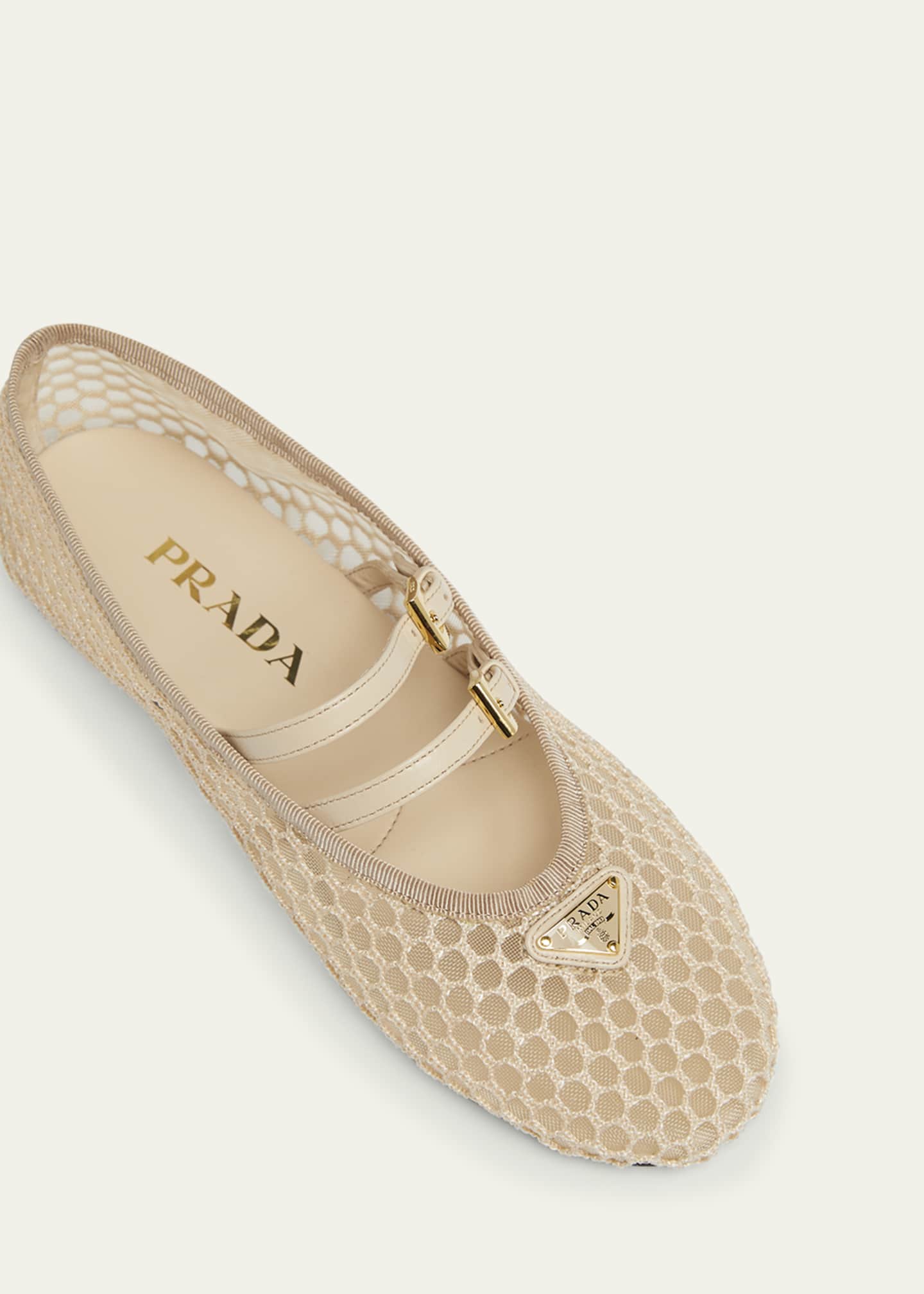 Prada Mesh Double Buckle Ballet Flats Image 3 of 3