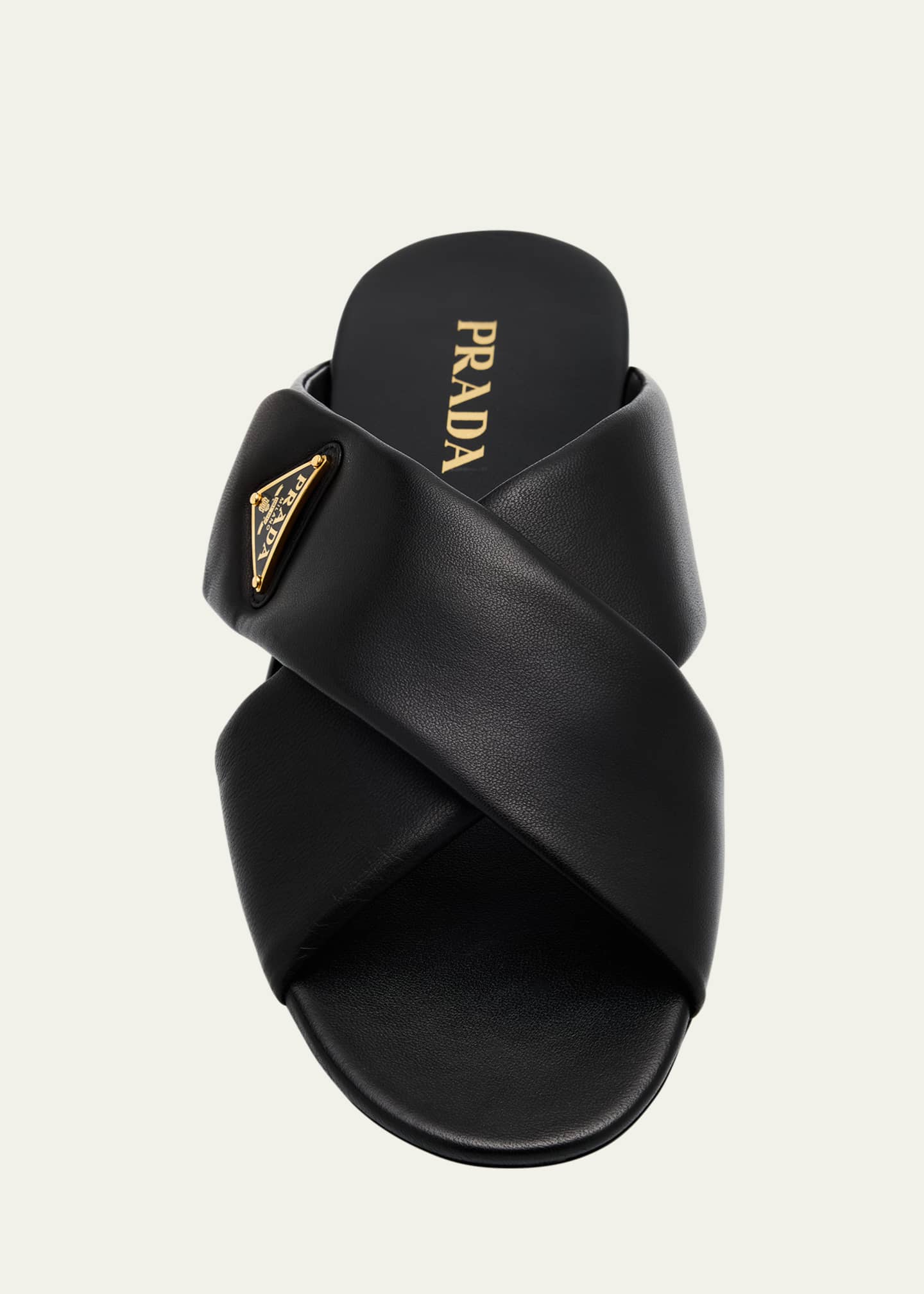 Prada Padded Leather Crisscross Flat Sandals Image 5 of 6