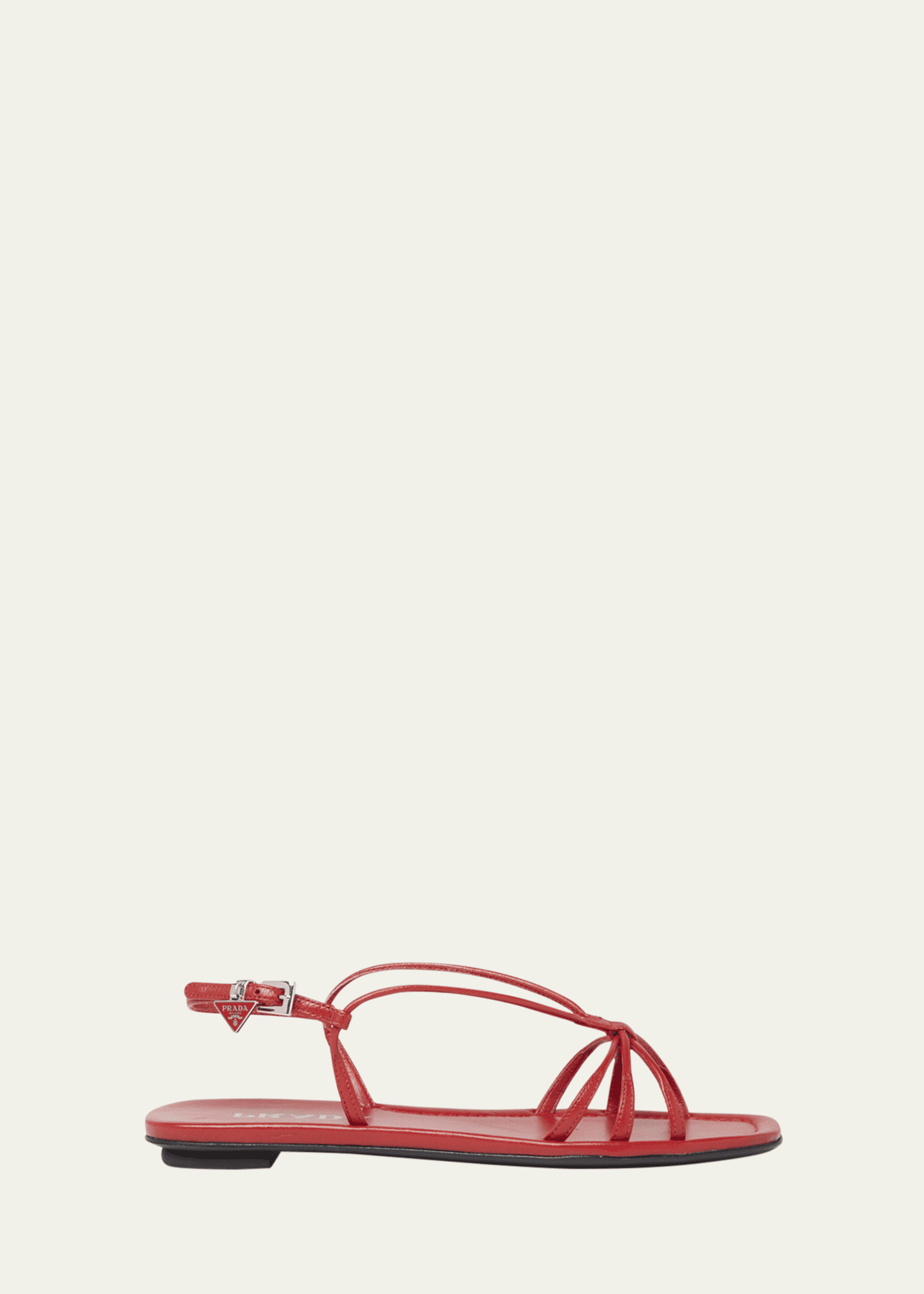 Prada Strappy Leather Flat Sandals Image 1 of 3