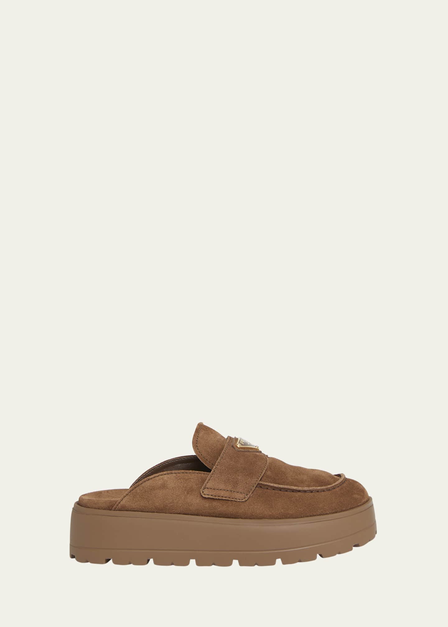 Prada Fussbett Suede Loafer Mules Image 1 of 3