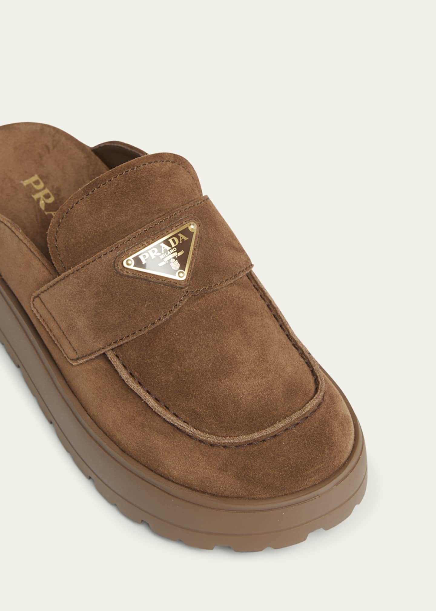 Prada Fussbett Suede Loafer Mules Image 3 of 3