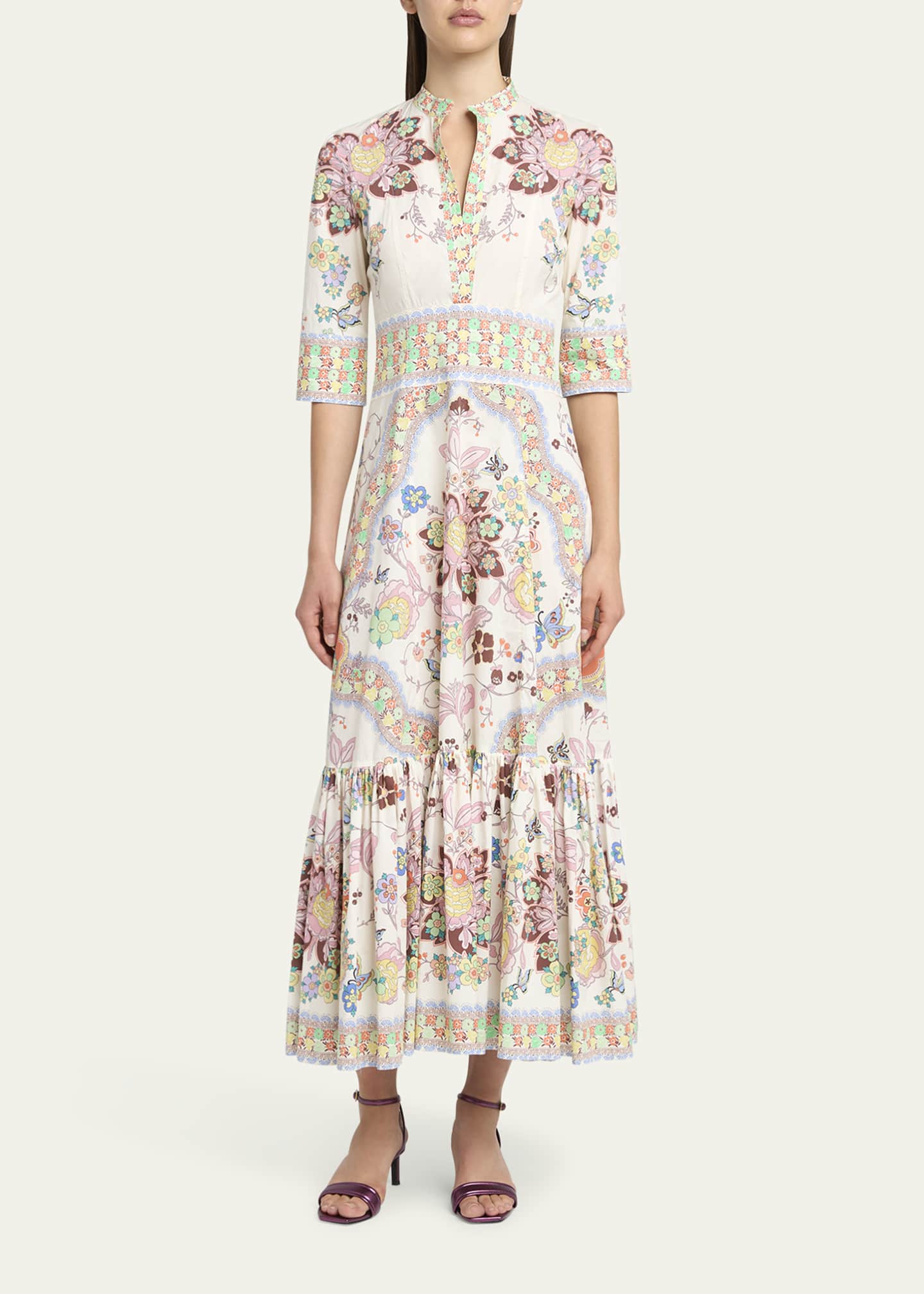 Etro Printed Stretch Cotton Midi Dress Image 2 of 5