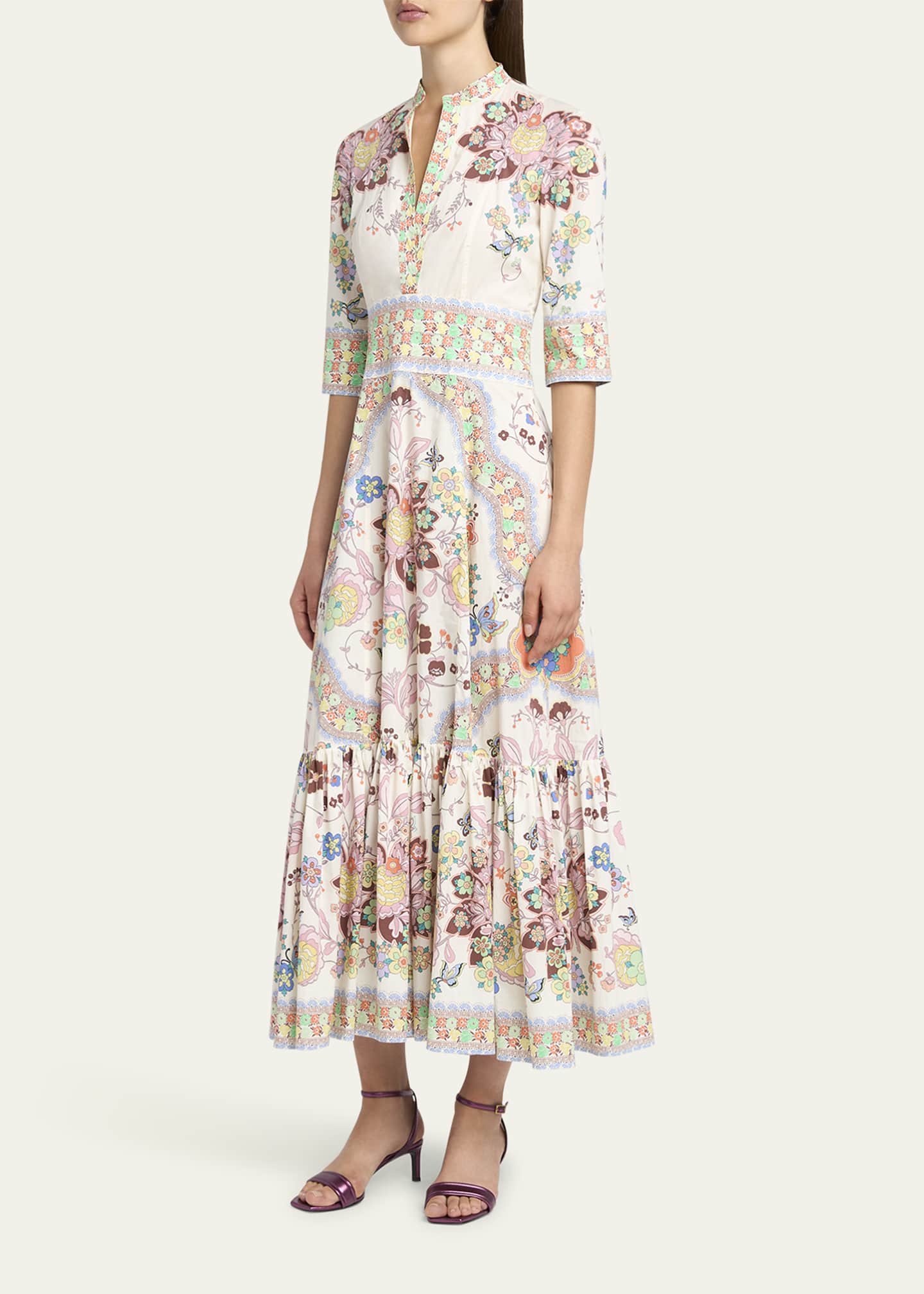 Etro Printed Stretch Cotton Midi Dress Image 4 of 5