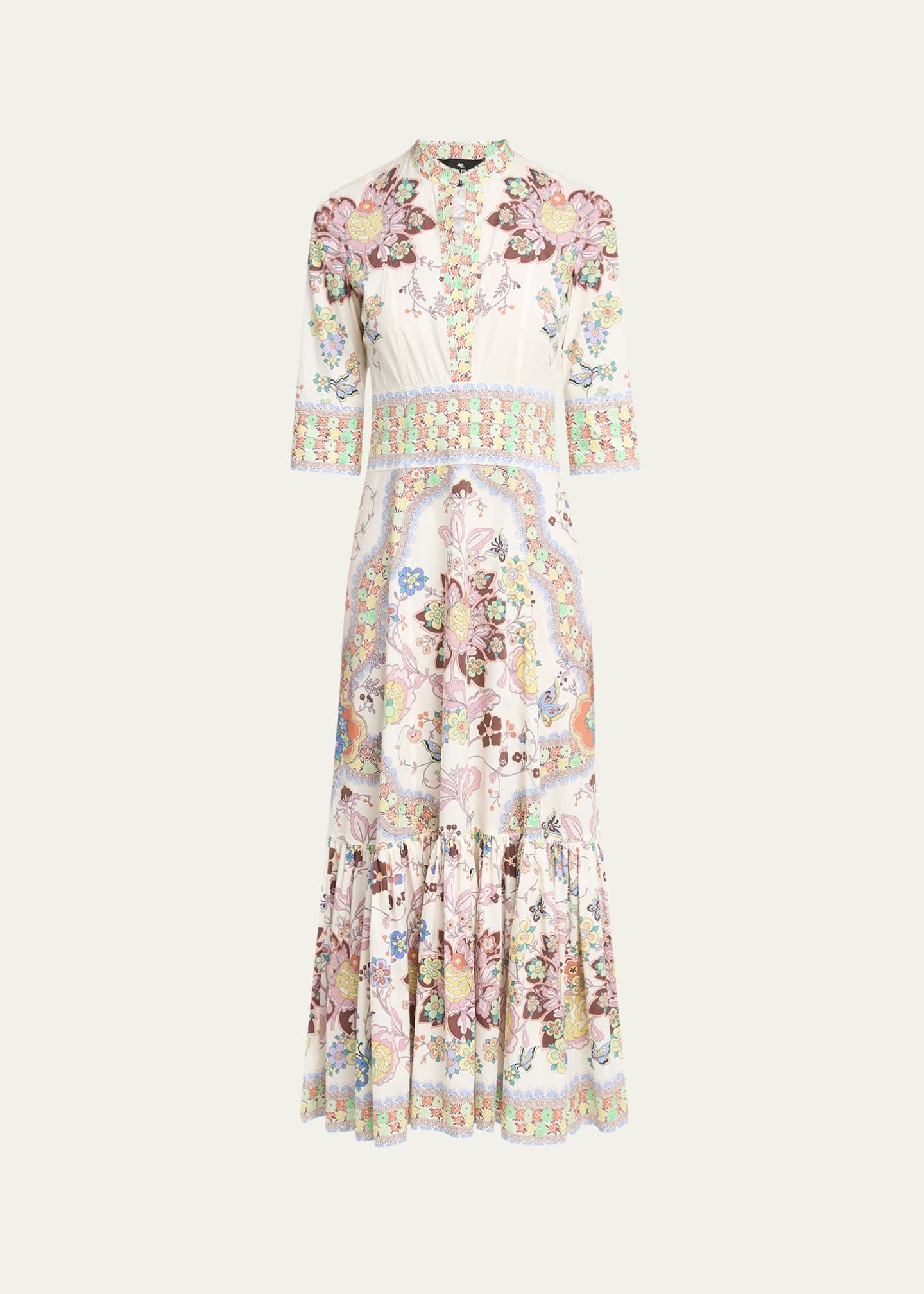 Etro Printed Stretch Cotton Midi Dress Image 1 of 5