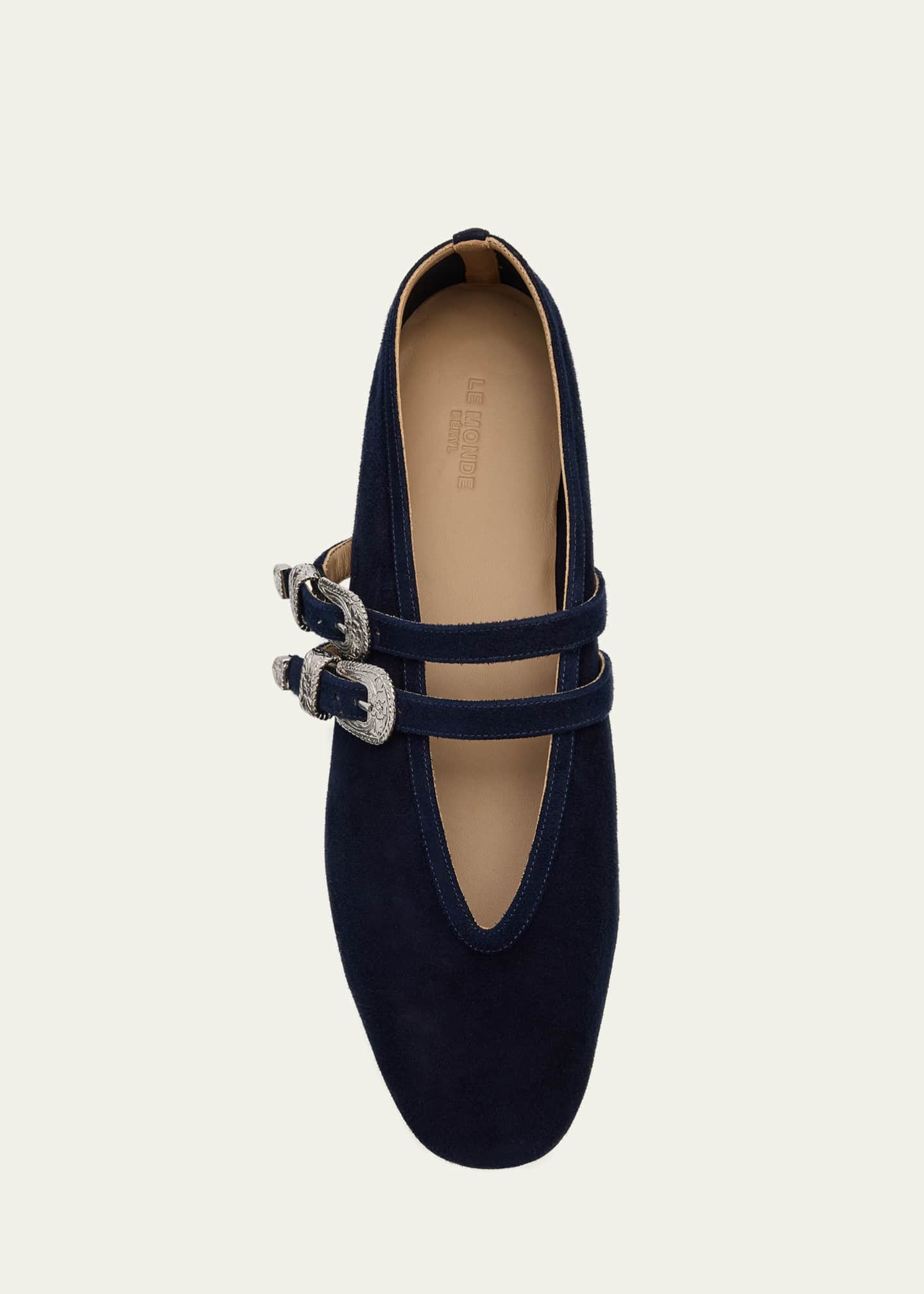 Le Monde Beryl Claudia Suede Western-Buckle Ballerina Flats Image 6 of 6