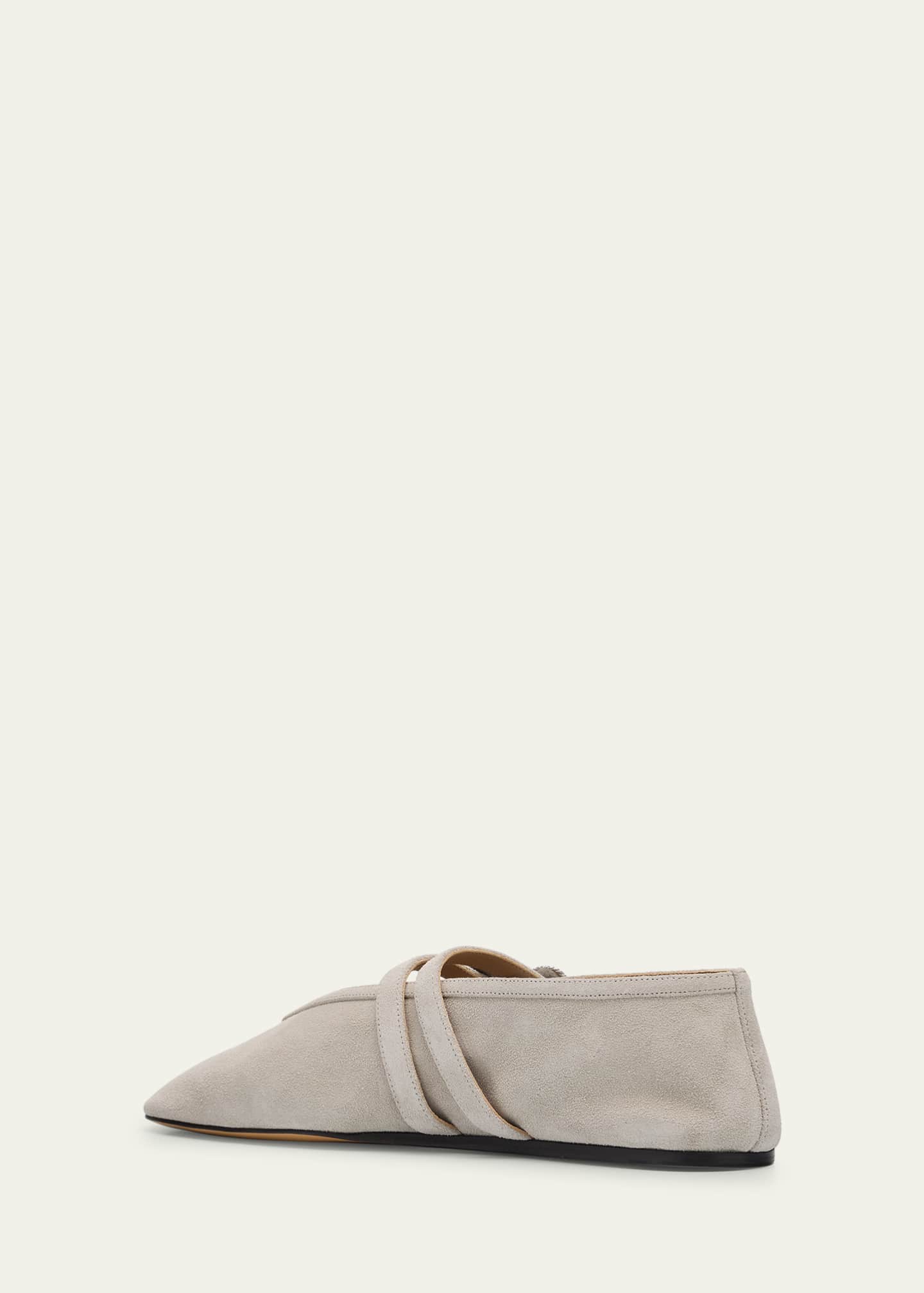 Le Monde Beryl Claudia Suede Western-Buckle Ballerina Flats Image 4 of 6
