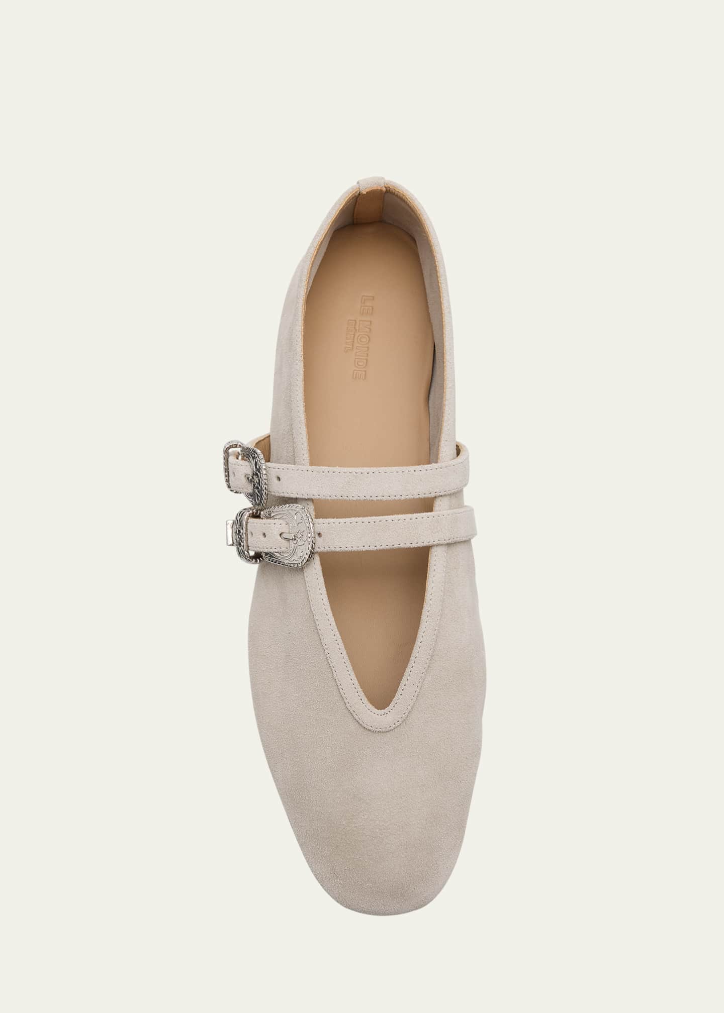 Le Monde Beryl Claudia Suede Western-Buckle Ballerina Flats Image 6 of 6