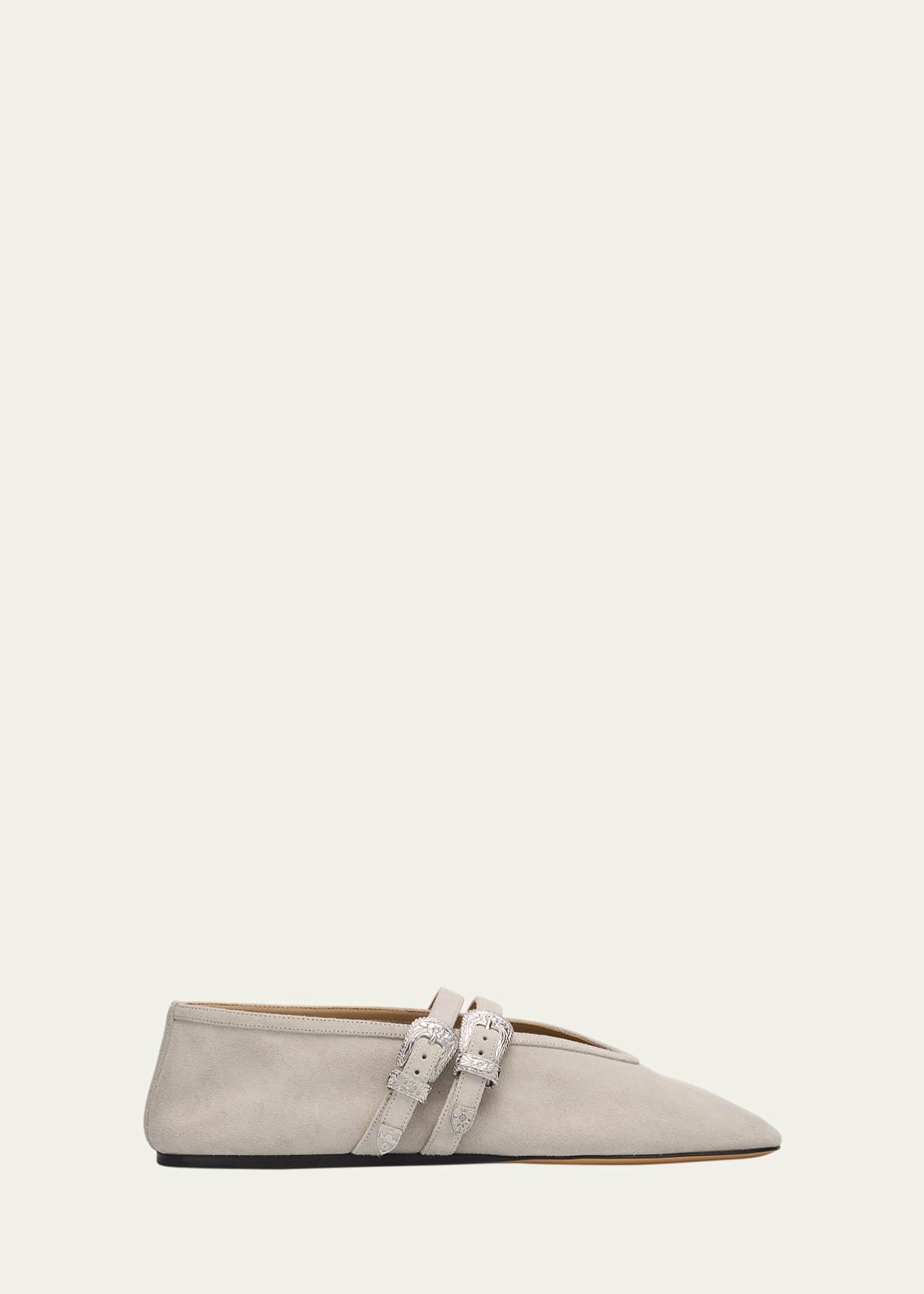 Le Monde Beryl Claudia Suede Western-Buckle Ballerina Flats Image 1 of 6