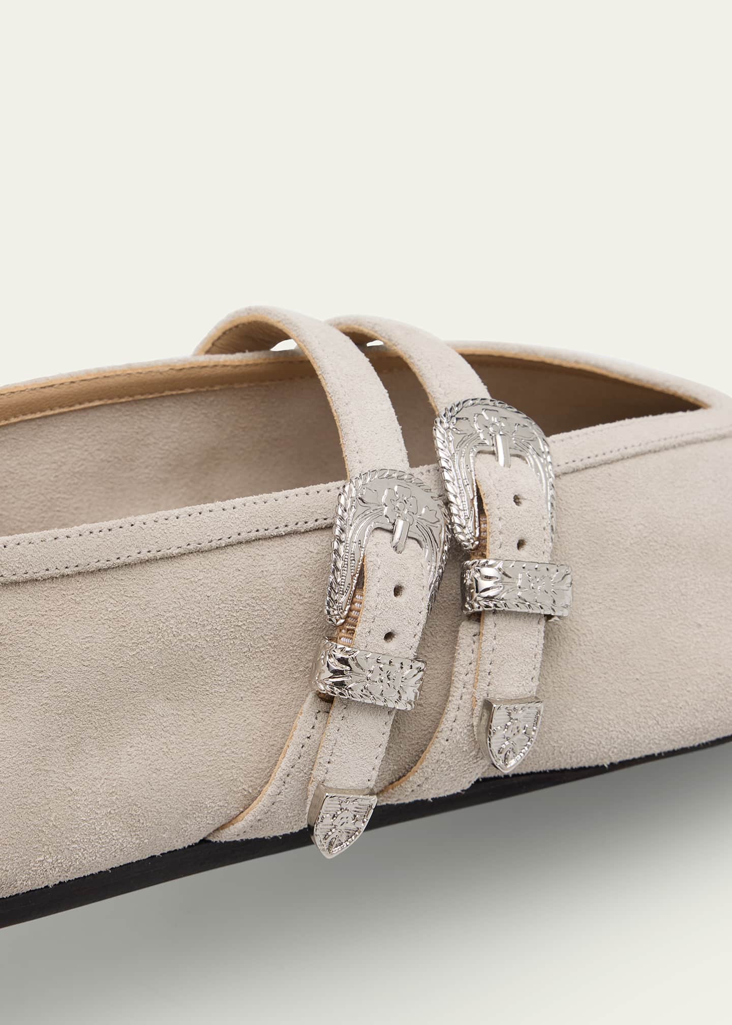 Le Monde Beryl Claudia Suede Western-Buckle Ballerina Flats Image 5 of 6
