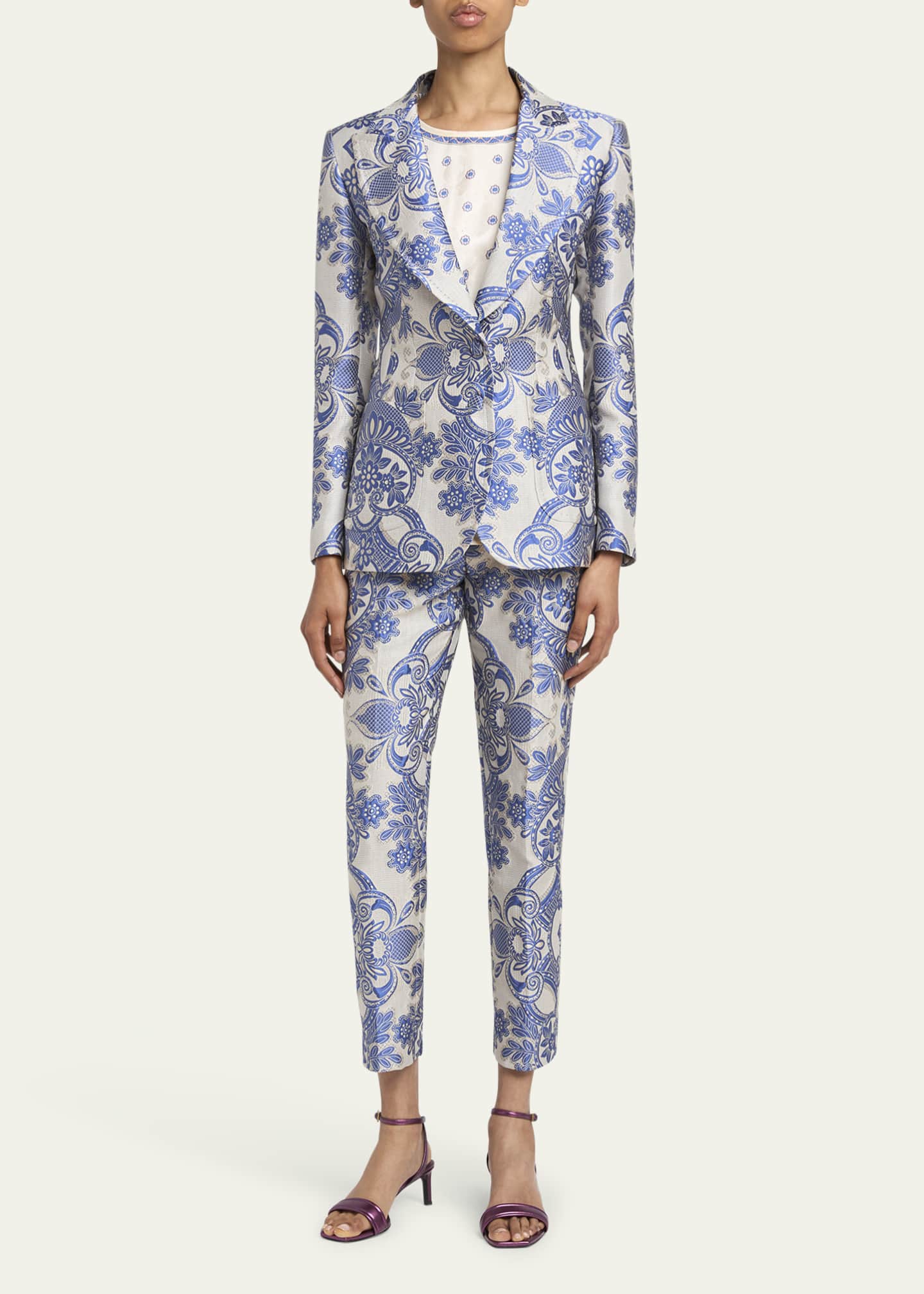 Etro Paisley Jacquard Cropped Skinny Trousers Image 2 of 5