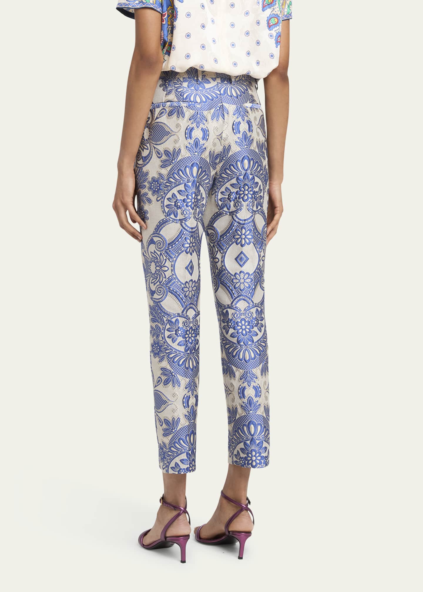Etro Paisley Jacquard Cropped Skinny Trousers Image 3 of 5