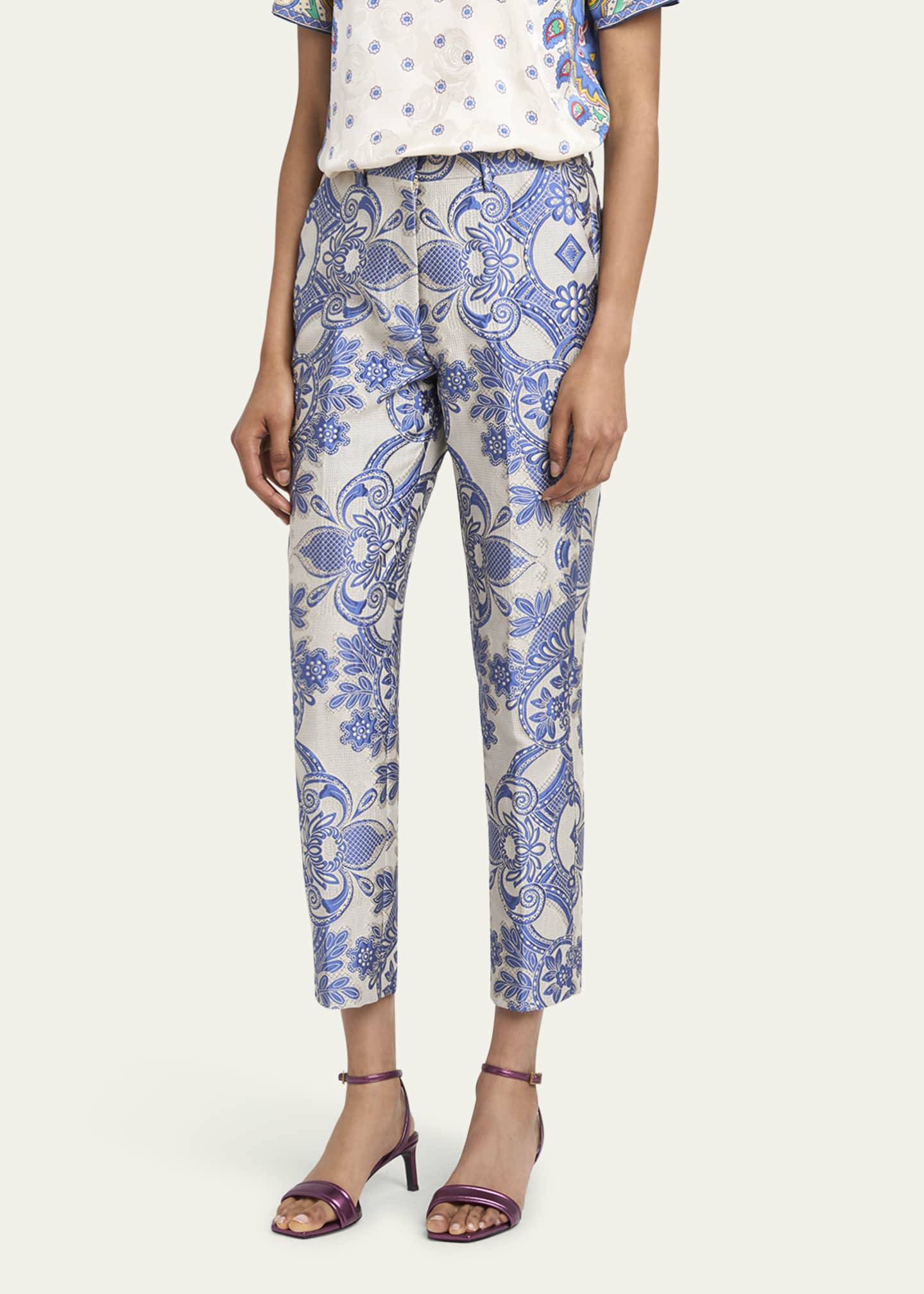 Etro Paisley Jacquard Cropped Skinny Trousers Image 4 of 5