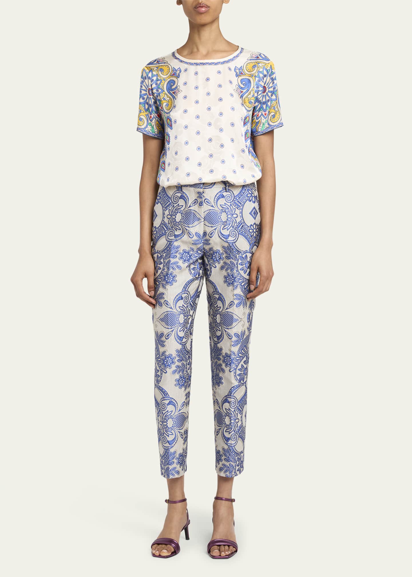 Etro Short-Sleeve Paisley-Print Top Image 2 of 5