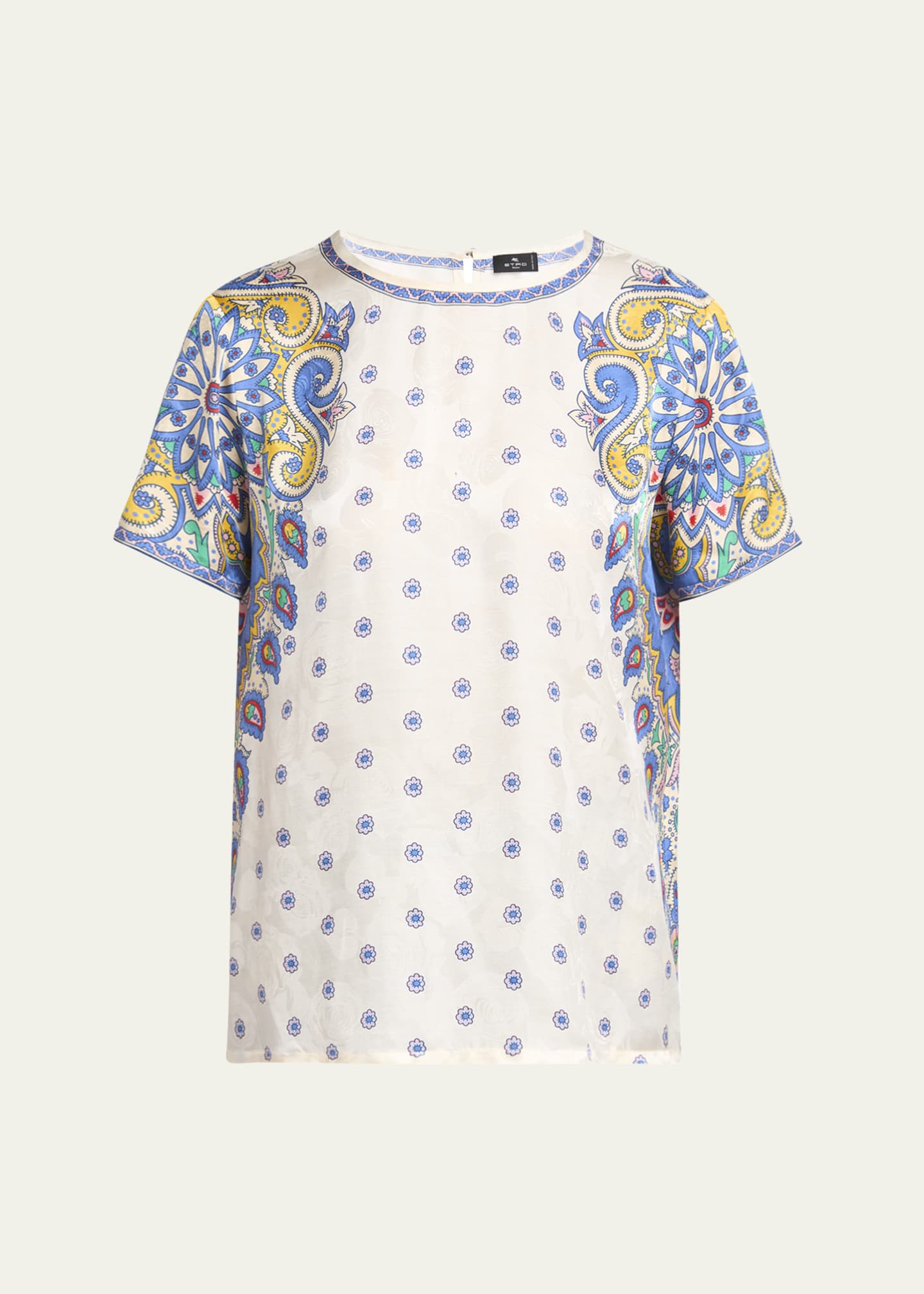 Etro Short-Sleeve Paisley-Print Top Image 1 of 5