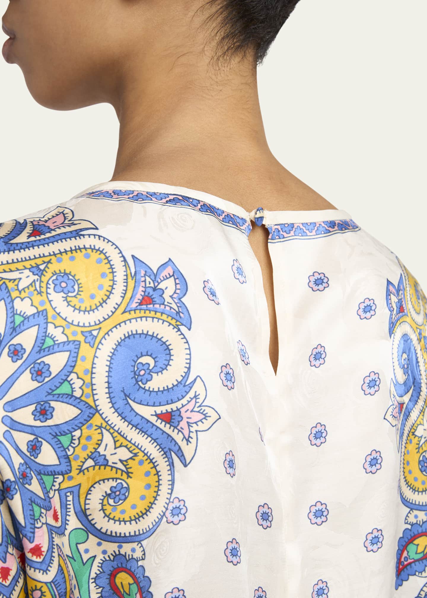 Etro Short-Sleeve Paisley-Print Top Image 5 of 5