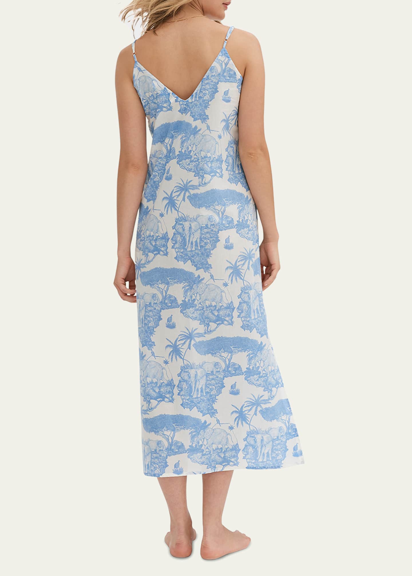 Desmond & Dempsey Toile-Print Cotton Slip Nightie Image 3 of 4