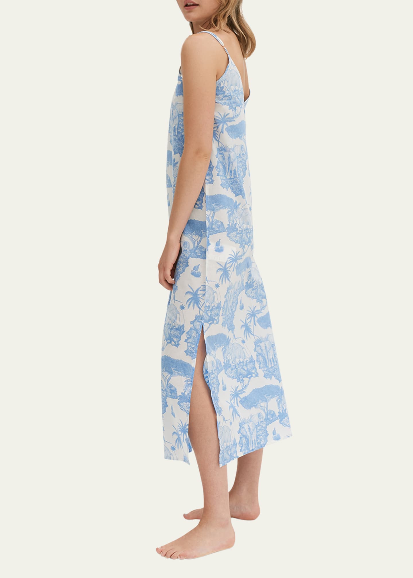 Desmond & Dempsey Toile-Print Cotton Slip Nightie Image 4 of 4