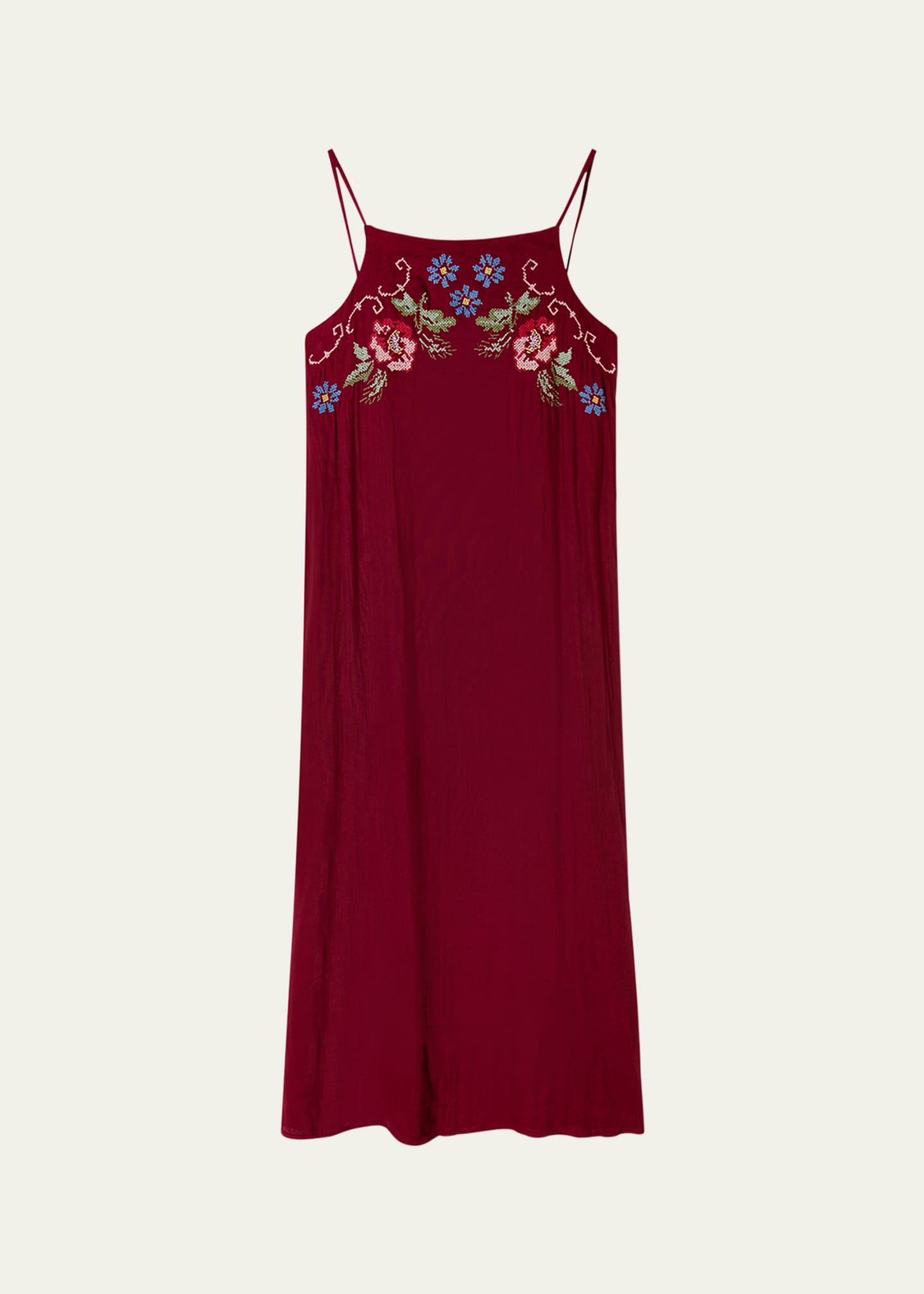 Desmond & Dempsey Square-Neck Cross Stitch Nightie Image 1 of 4