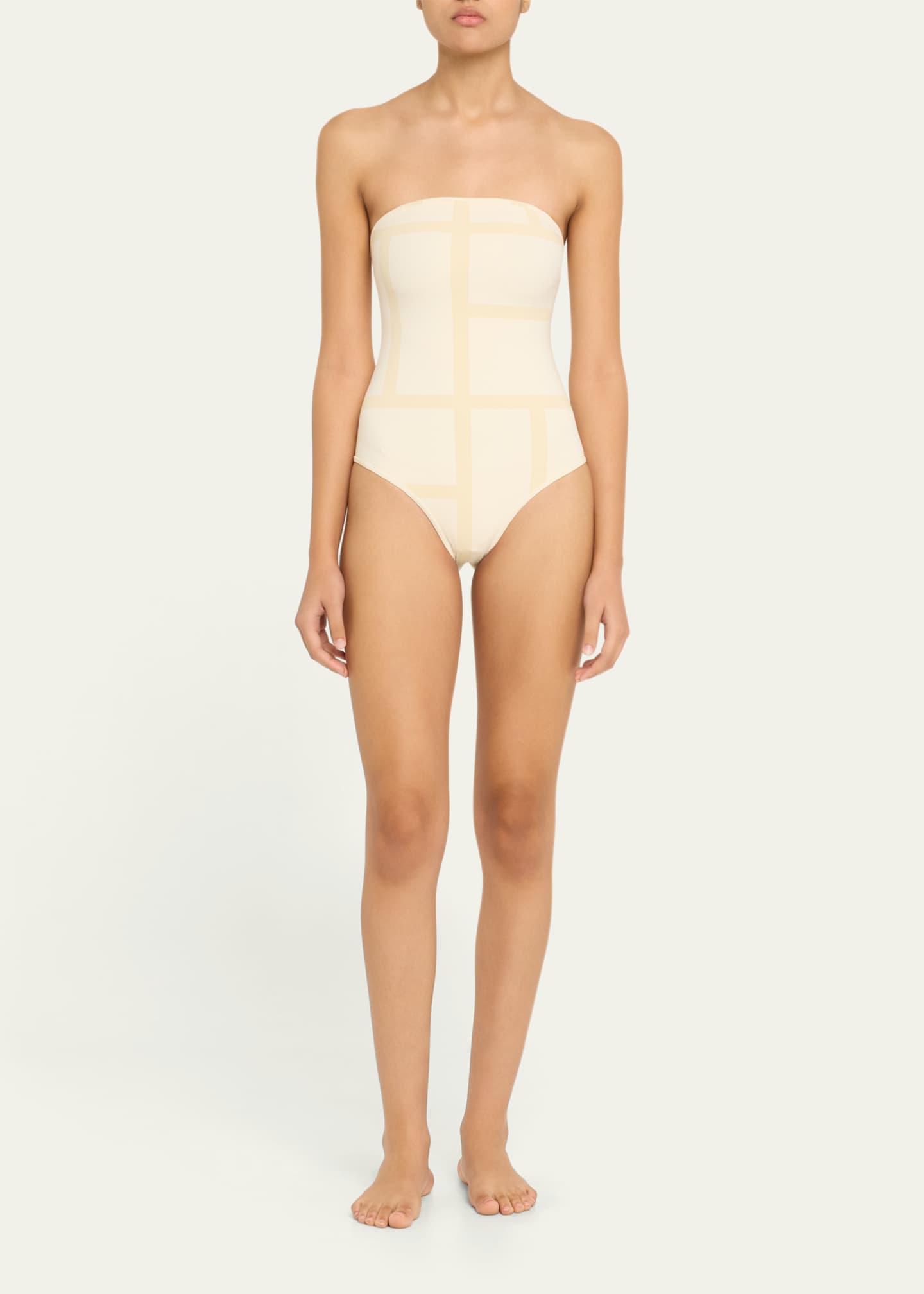 Toteme Monogram Strapless One-Piece Swimsuit Image 2 of 4
