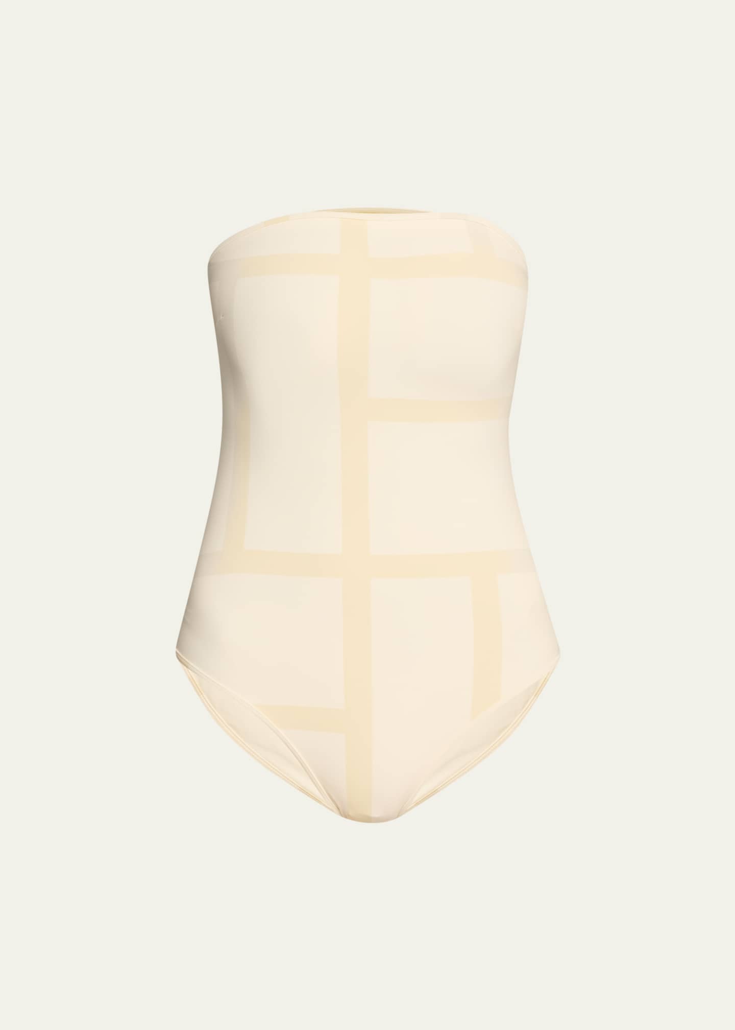 Toteme Monogram Strapless One-Piece Swimsuit Image 1 of 4