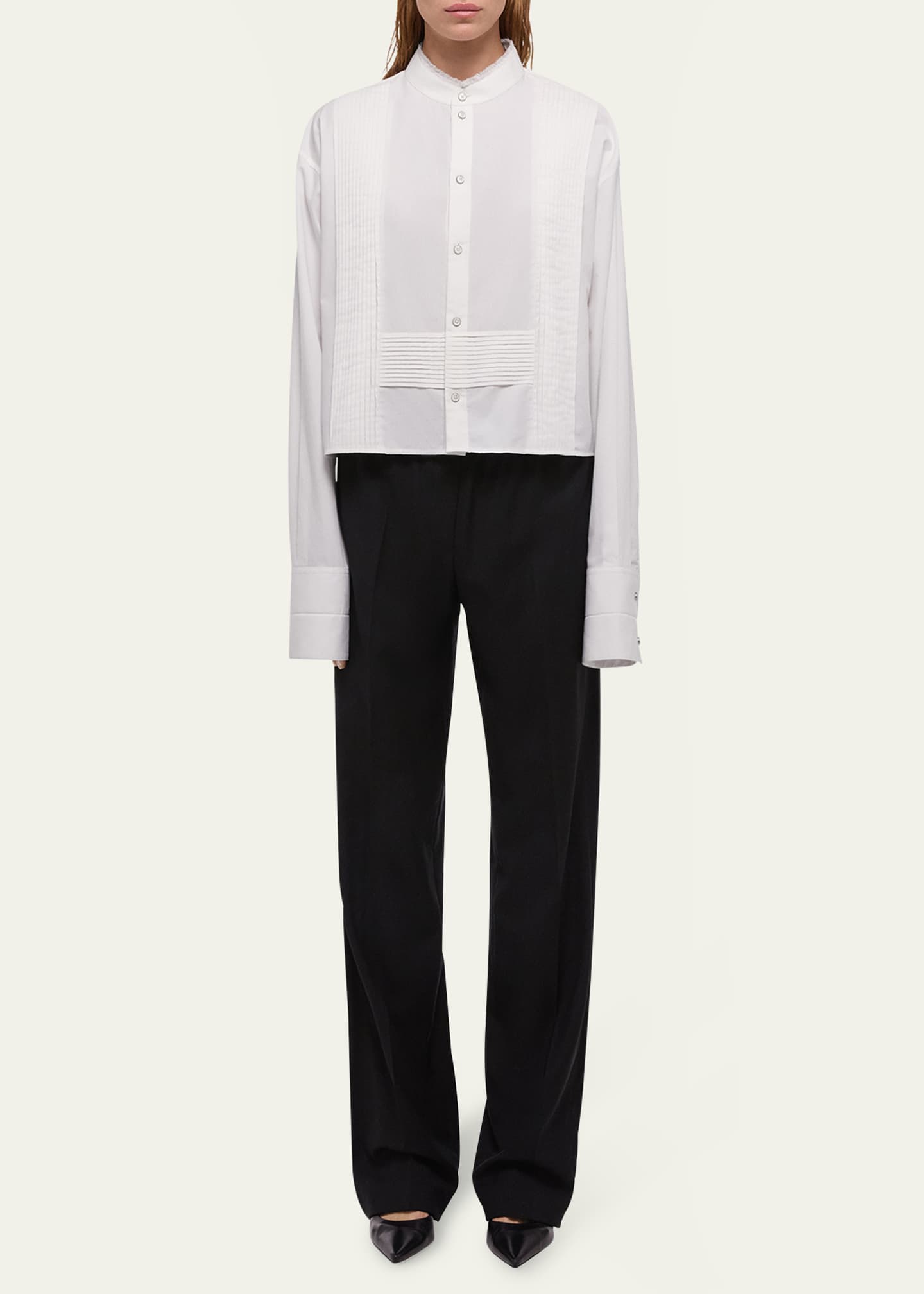 Helmut Lang Classic Long-Sleeve Tuxedo Shirt Image 2 of 4