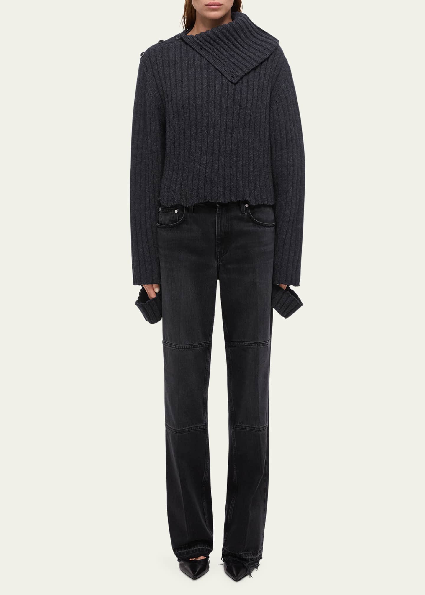 Helmut Lang Deconstructed Asymmetric Turtleneck Sweater Image 2 of 4
