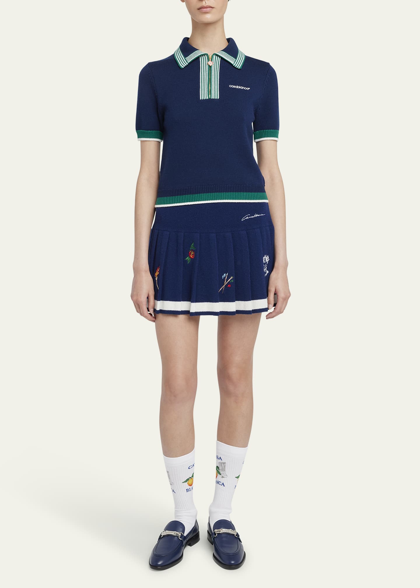 CASABLANCA Tennis Stripe Polo Wool Top Image 2 of 5
