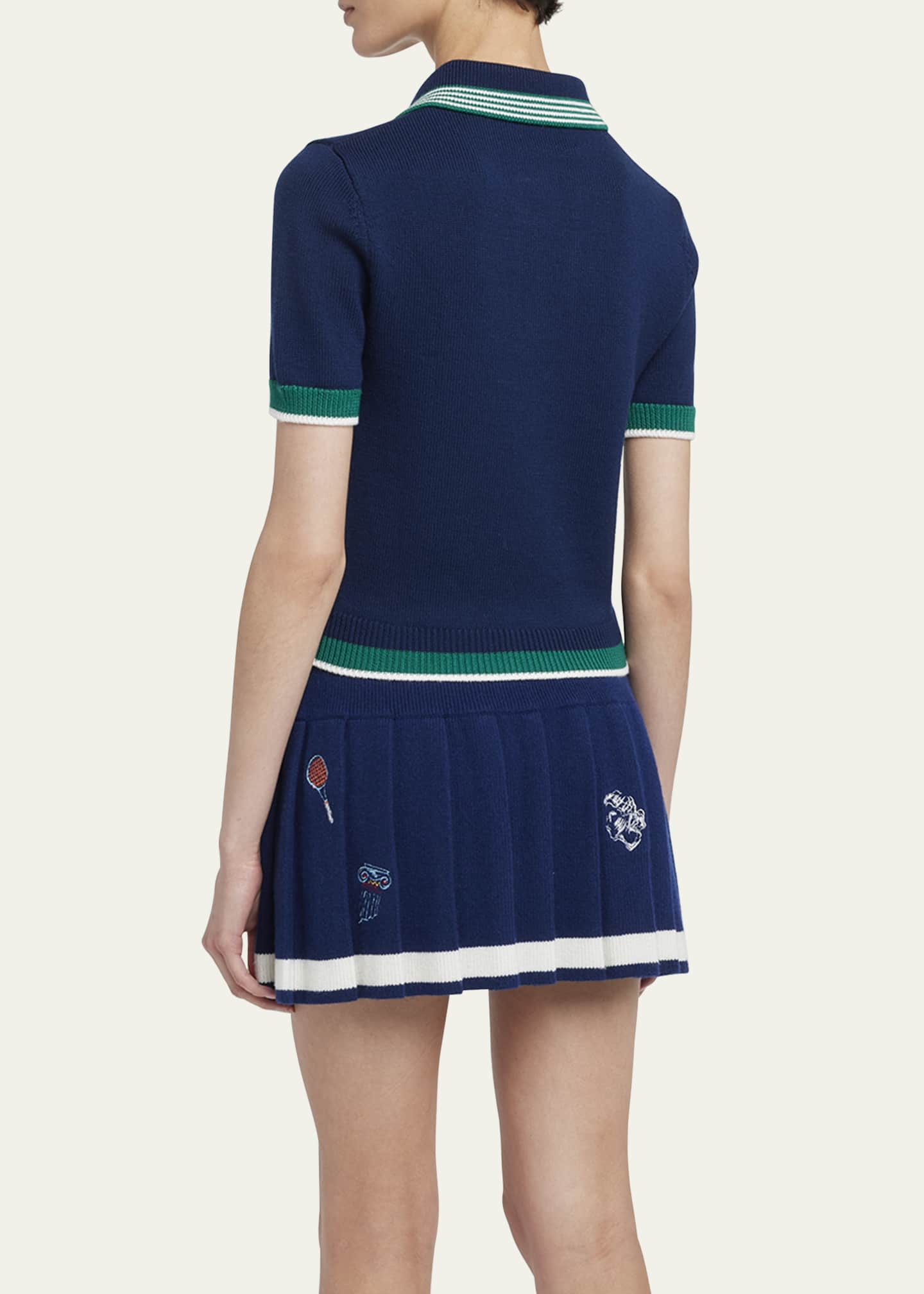 CASABLANCA Tennis Stripe Polo Wool Top Image 3 of 5