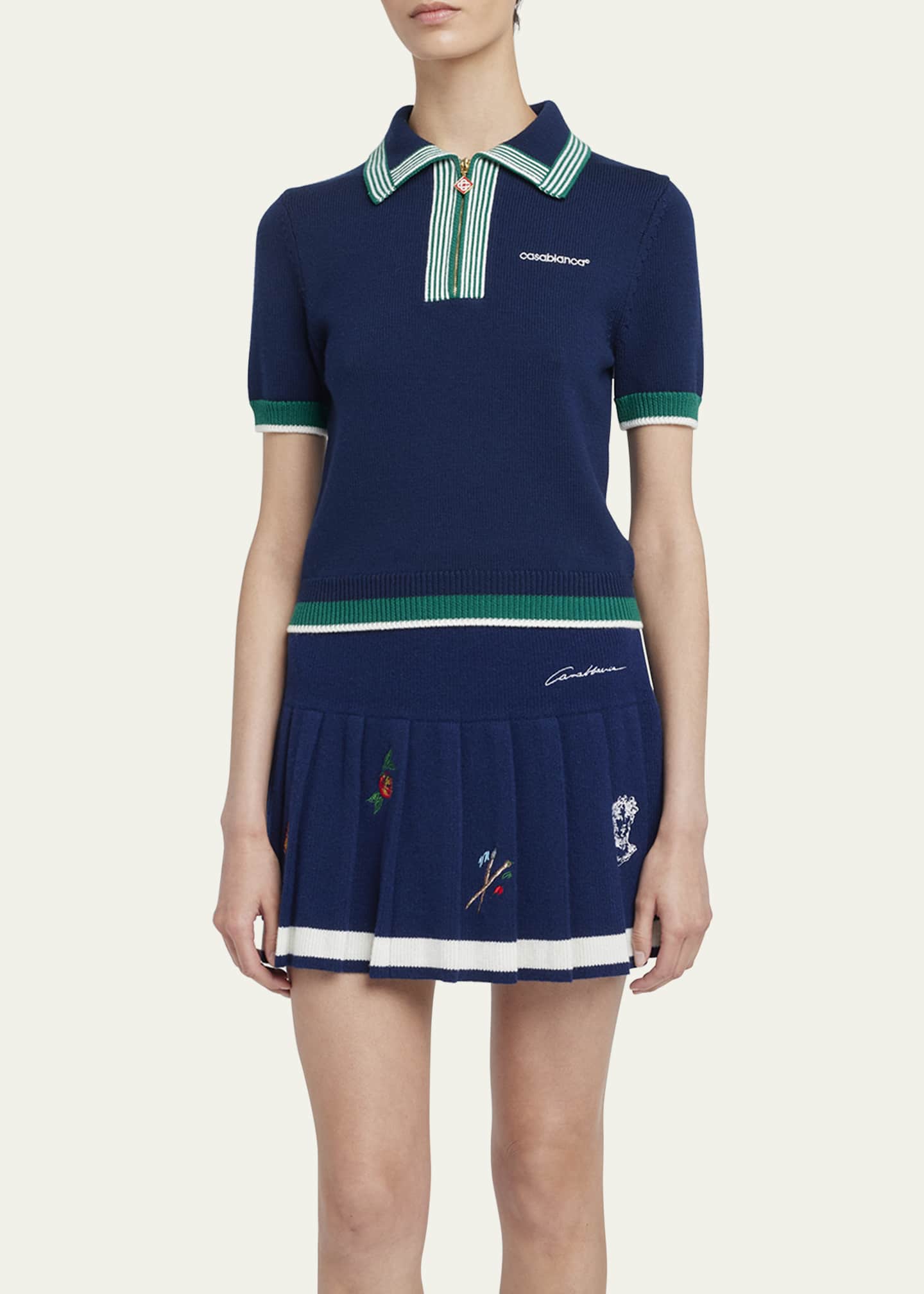 CASABLANCA Tennis Stripe Polo Wool Top Image 4 of 5