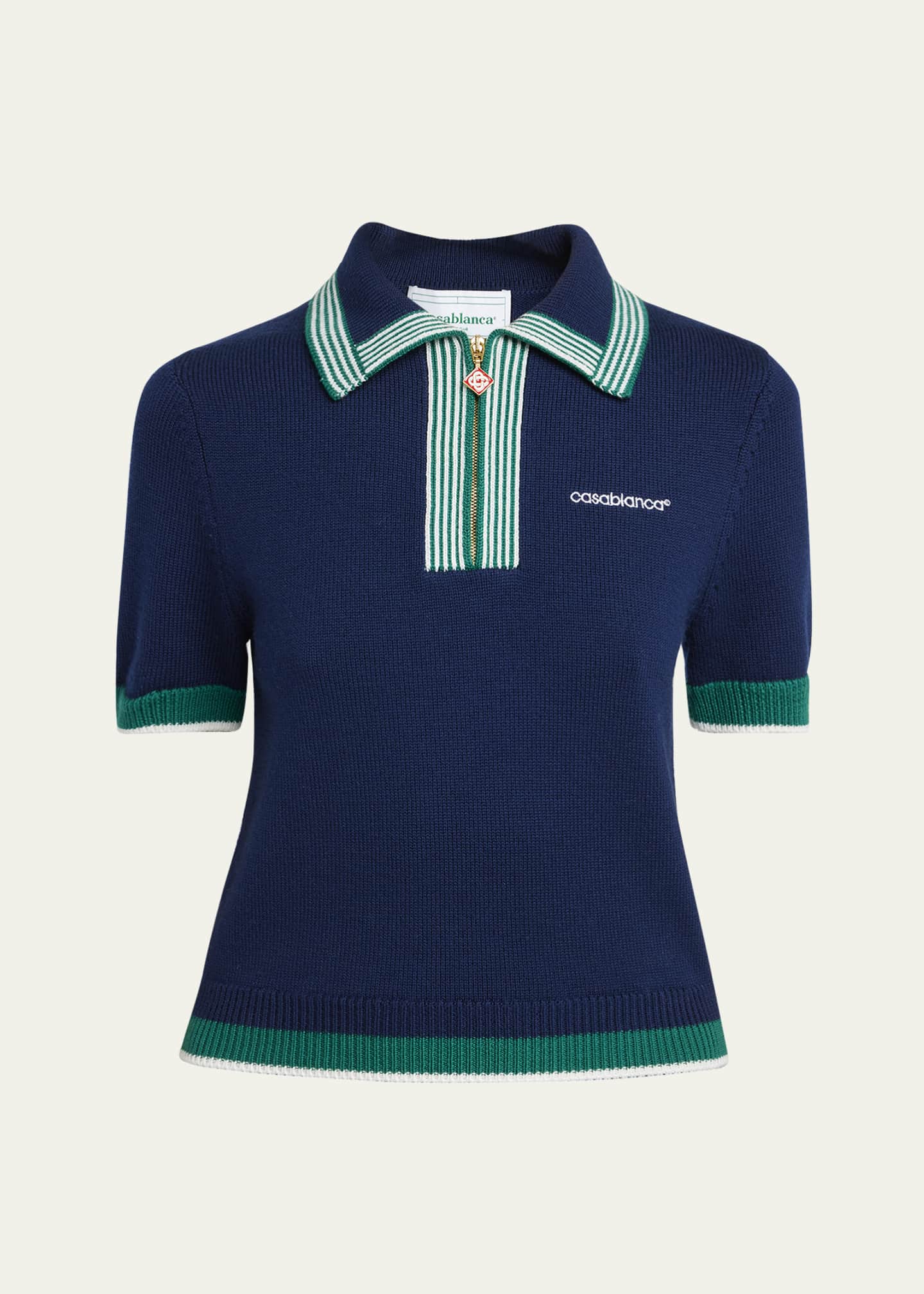 CASABLANCA Tennis Stripe Polo Wool Top Image 1 of 5