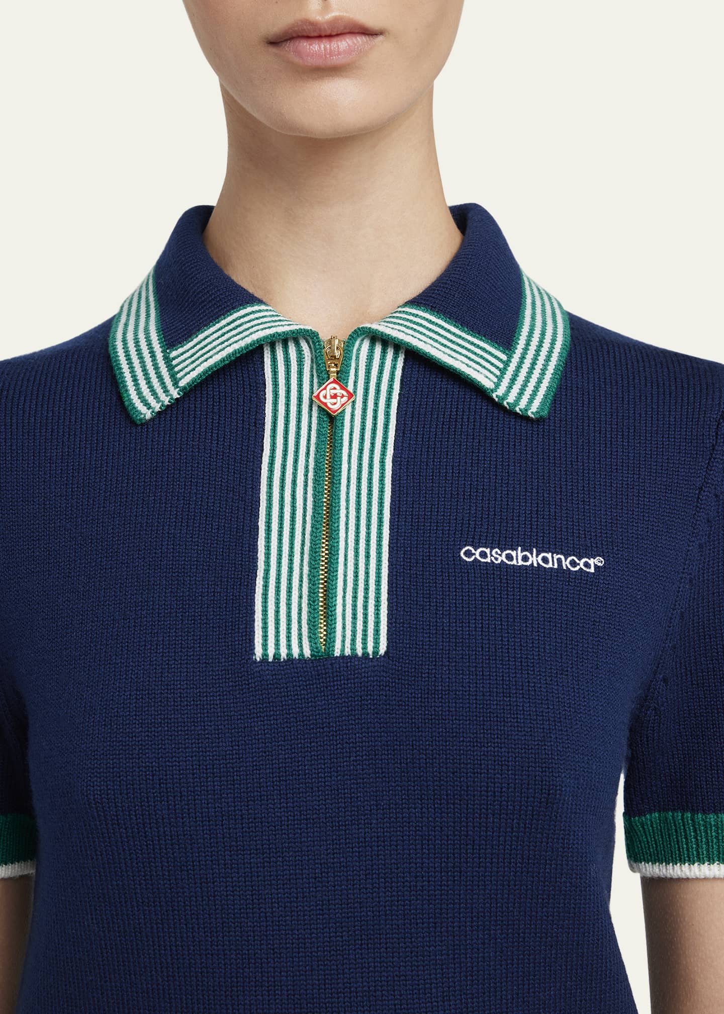 CASABLANCA Tennis Stripe Polo Wool Top Image 5 of 5