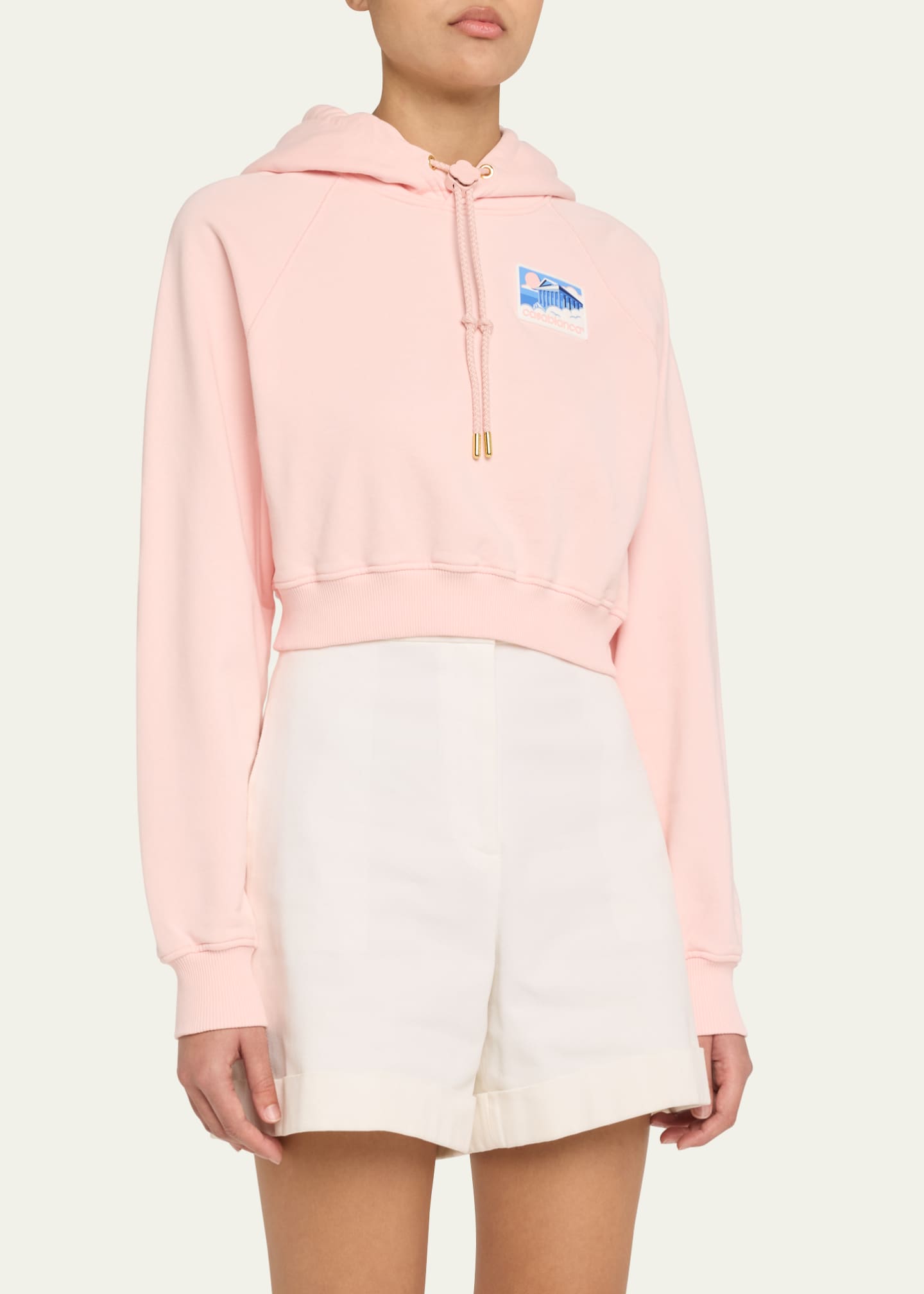CASABLANCA Greek Temple Rubber Patch Cropped Hoodie Image 4 of 5