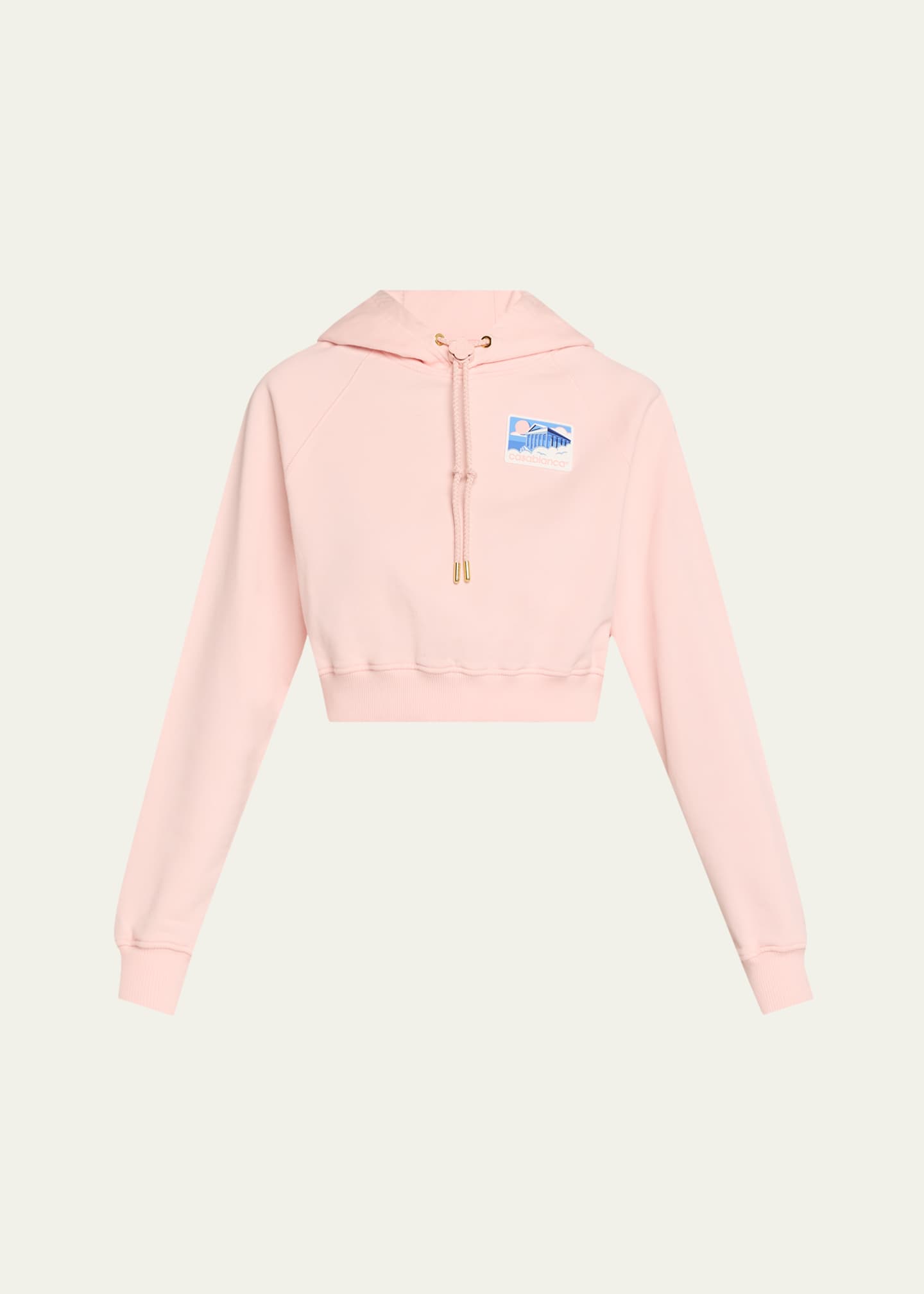 CASABLANCA Greek Temple Rubber Patch Cropped Hoodie Image 1 of 5