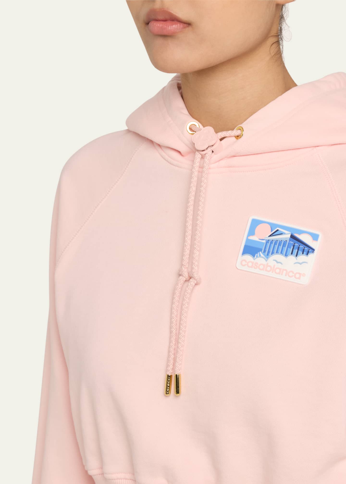 CASABLANCA Greek Temple Rubber Patch Cropped Hoodie Image 5 of 5
