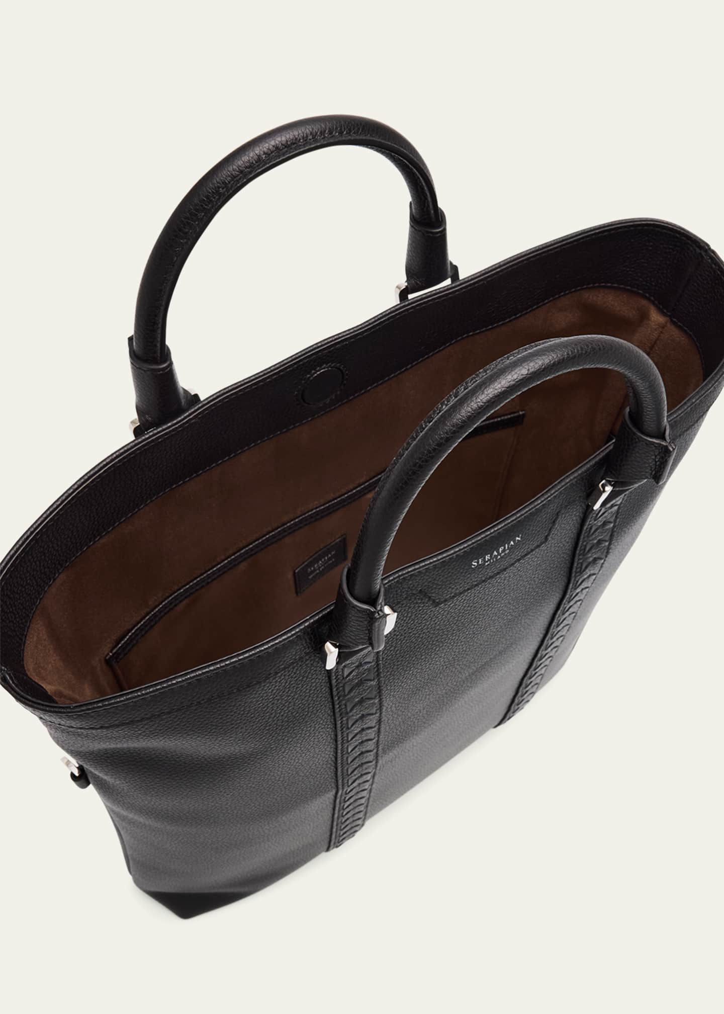 Serapian Men's Cachemire Leather Foldable Tote Bag Image 4 of 6